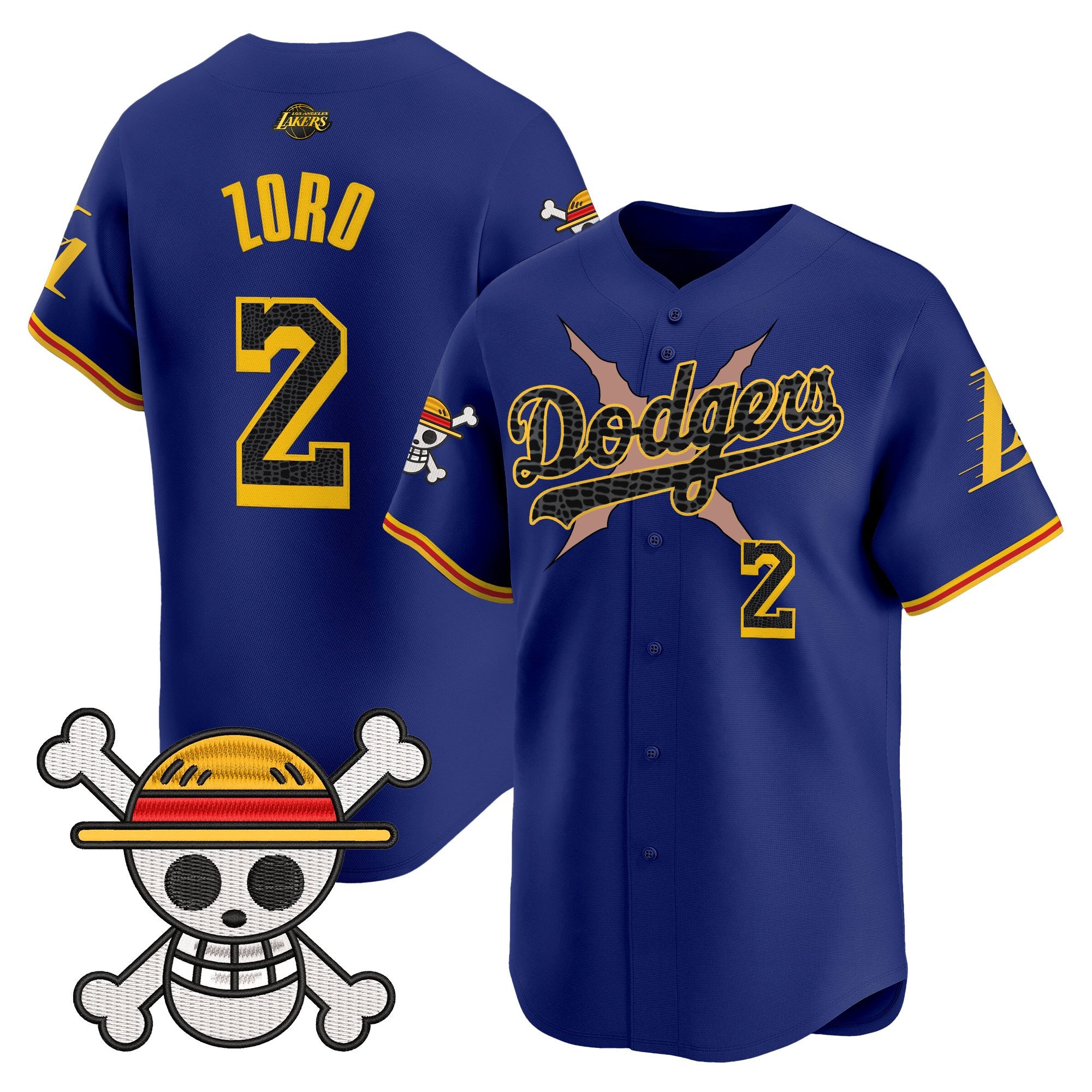 Men's Los Angeles Dodgers x One Piece x Mamba Vapor Premier Limited Jersey - Stitched