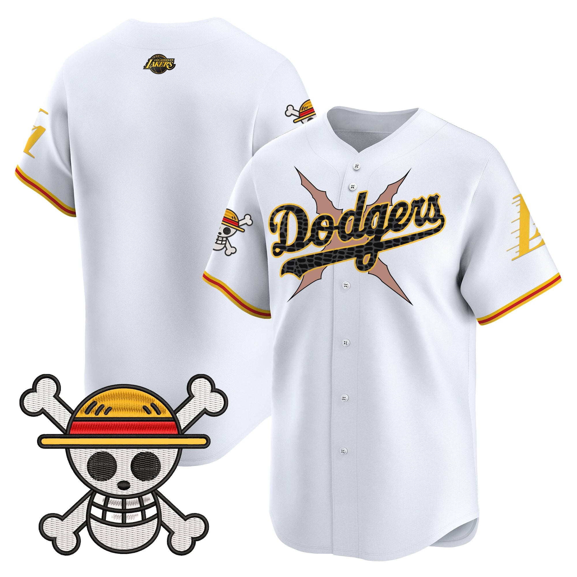 Men's Los Angeles Dodgers x One Piece x Mamba Vapor Premier Limited Jersey - Stitched