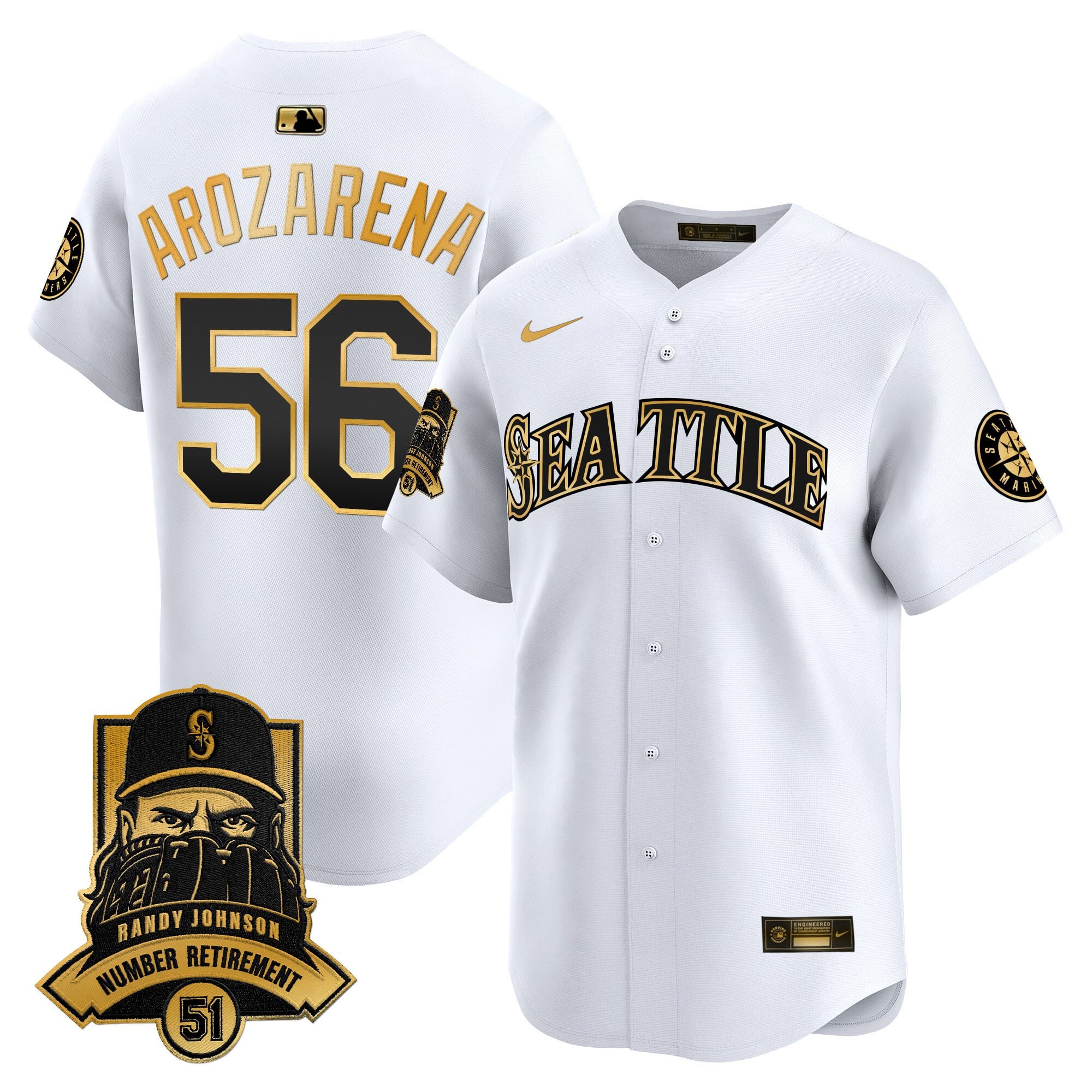 Men's Seattle Mariners Hall-of-Famer Randy Johnson Patch Vapor Premier Limited Jersey - All Stitched