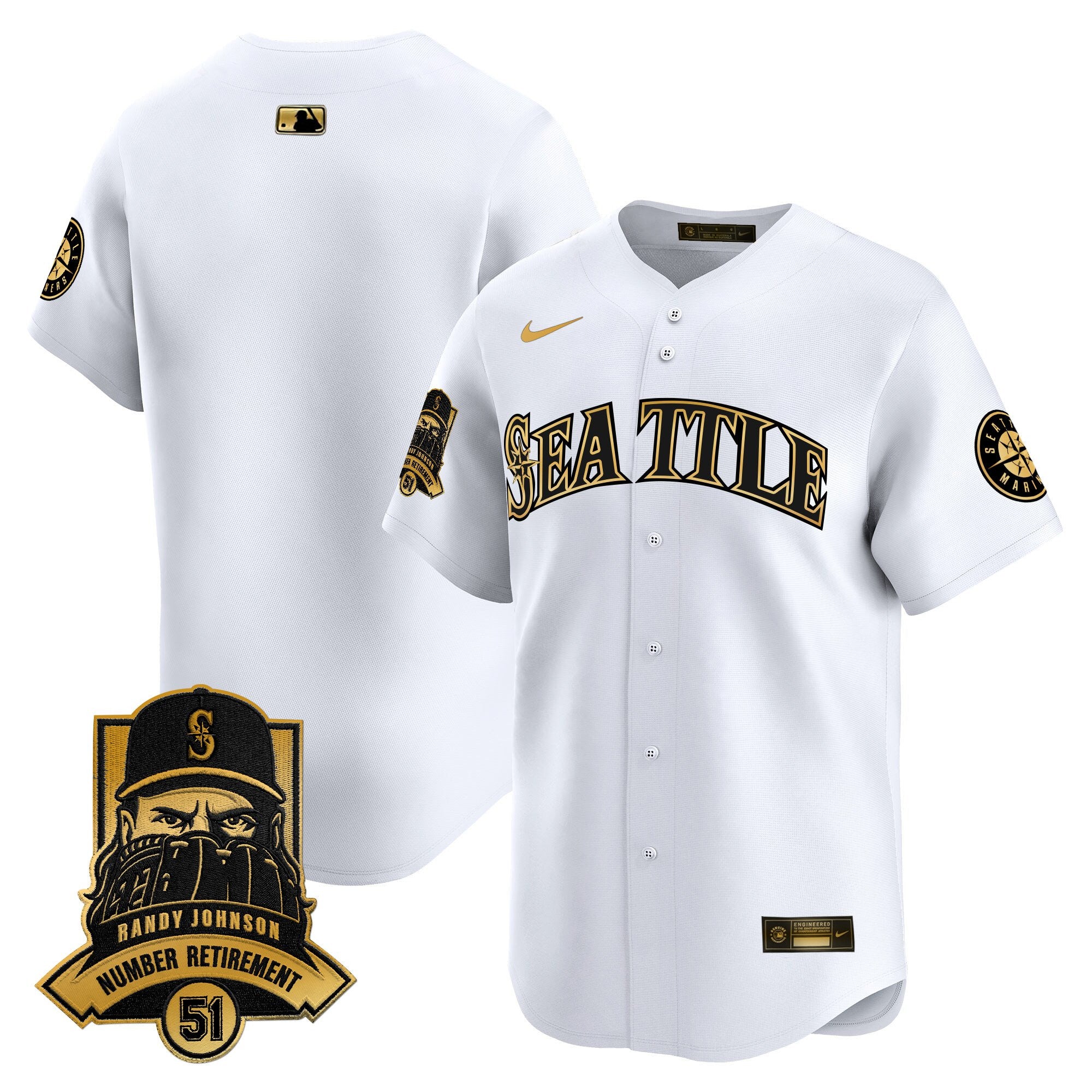 Men's Seattle Mariners Hall-of-Famer Randy Johnson Patch Vapor Premier Limited Jersey - All Stitched