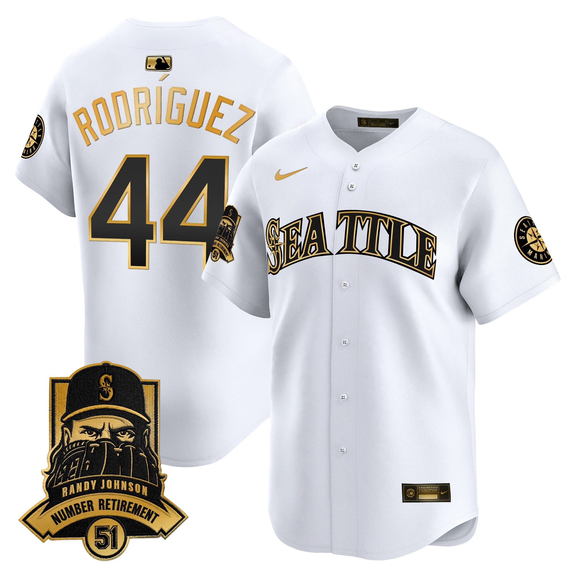 Men's Seattle Mariners Hall-of-Famer Randy Johnson Patch Vapor Premier Limited Jersey - All Stitched