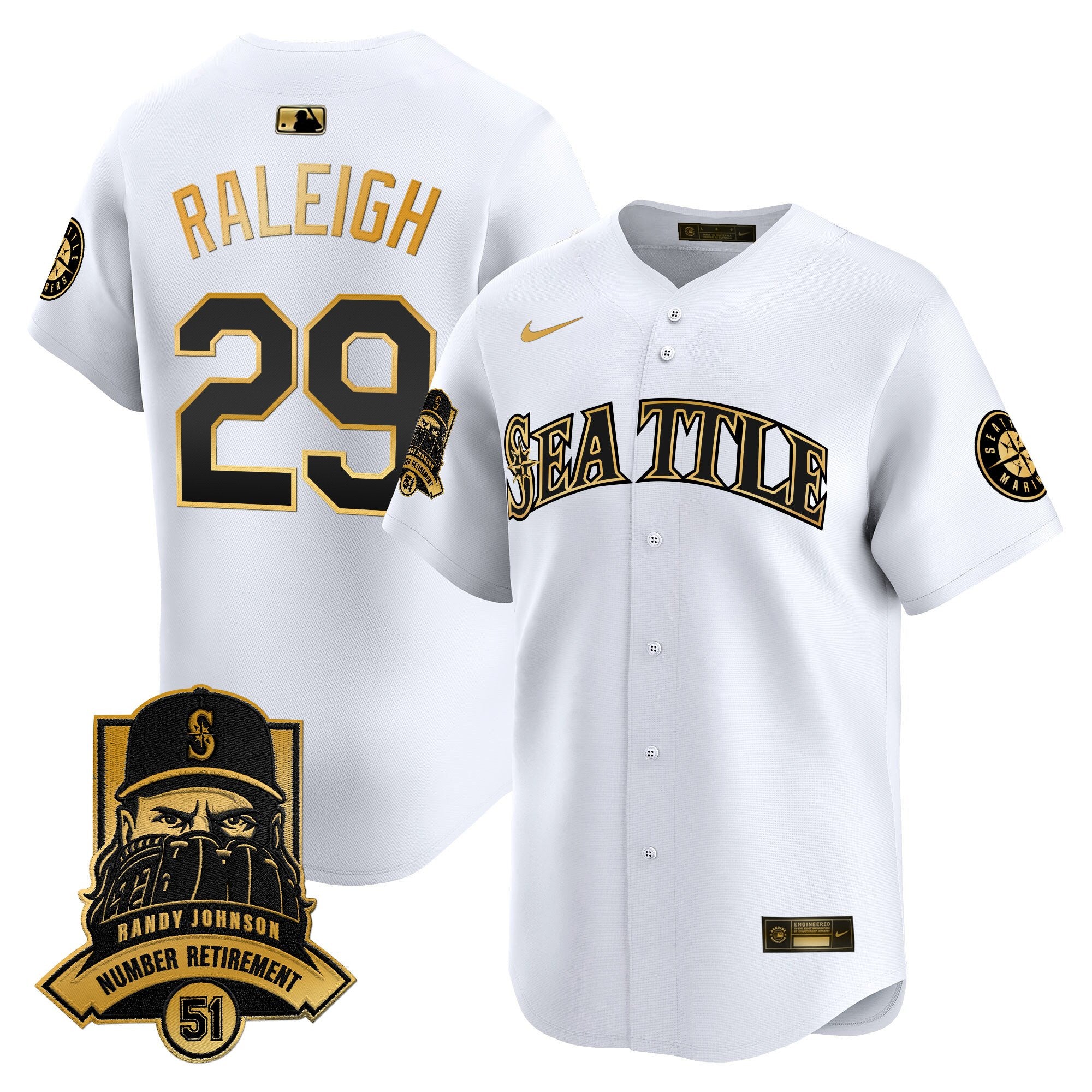 Men's Seattle Mariners Hall-of-Famer Randy Johnson Patch Vapor Premier Limited Jersey - All Stitched