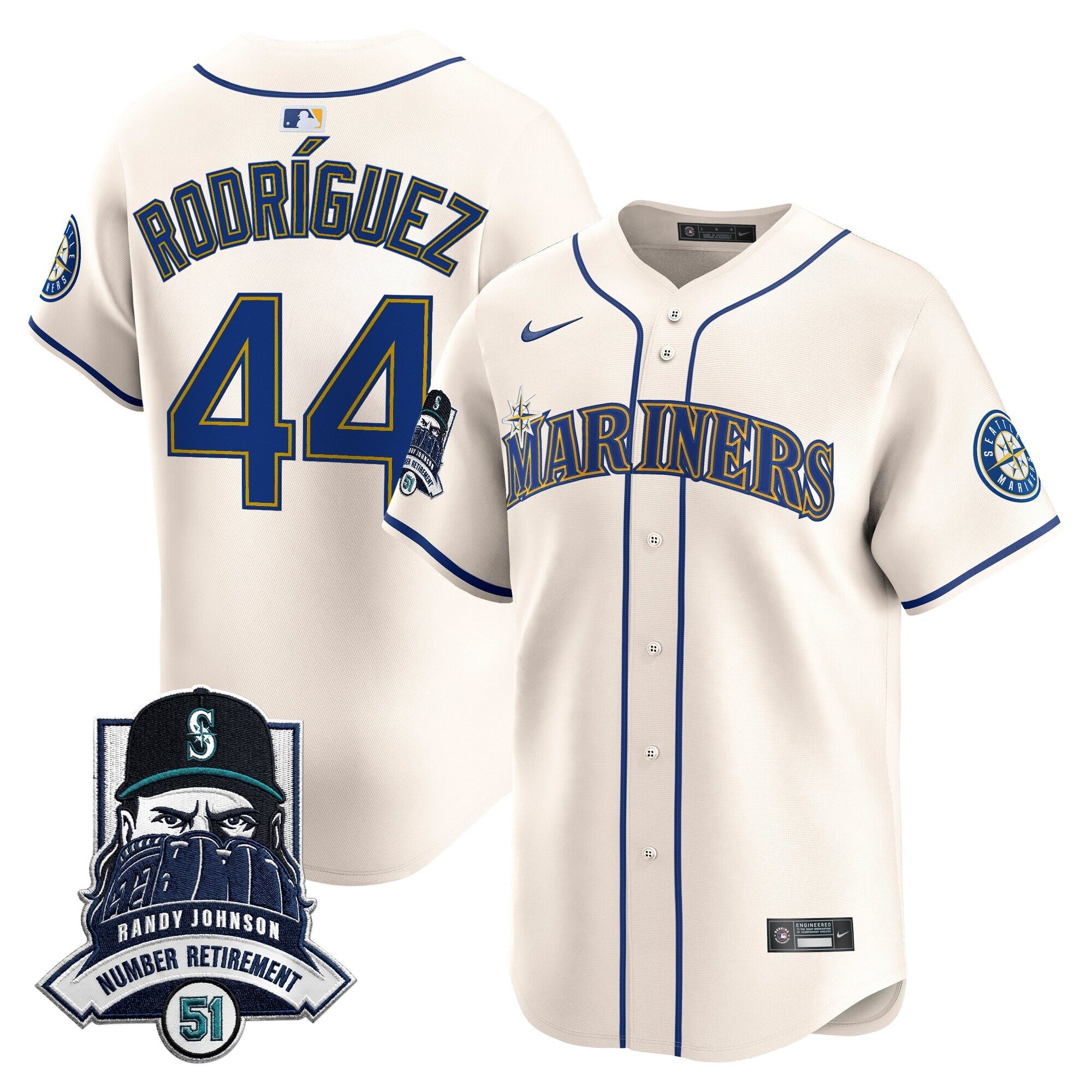 Men's Seattle Mariners Hall-of-Famer Randy Johnson Patch Vapor Premier Limited Jersey - All Stitched
