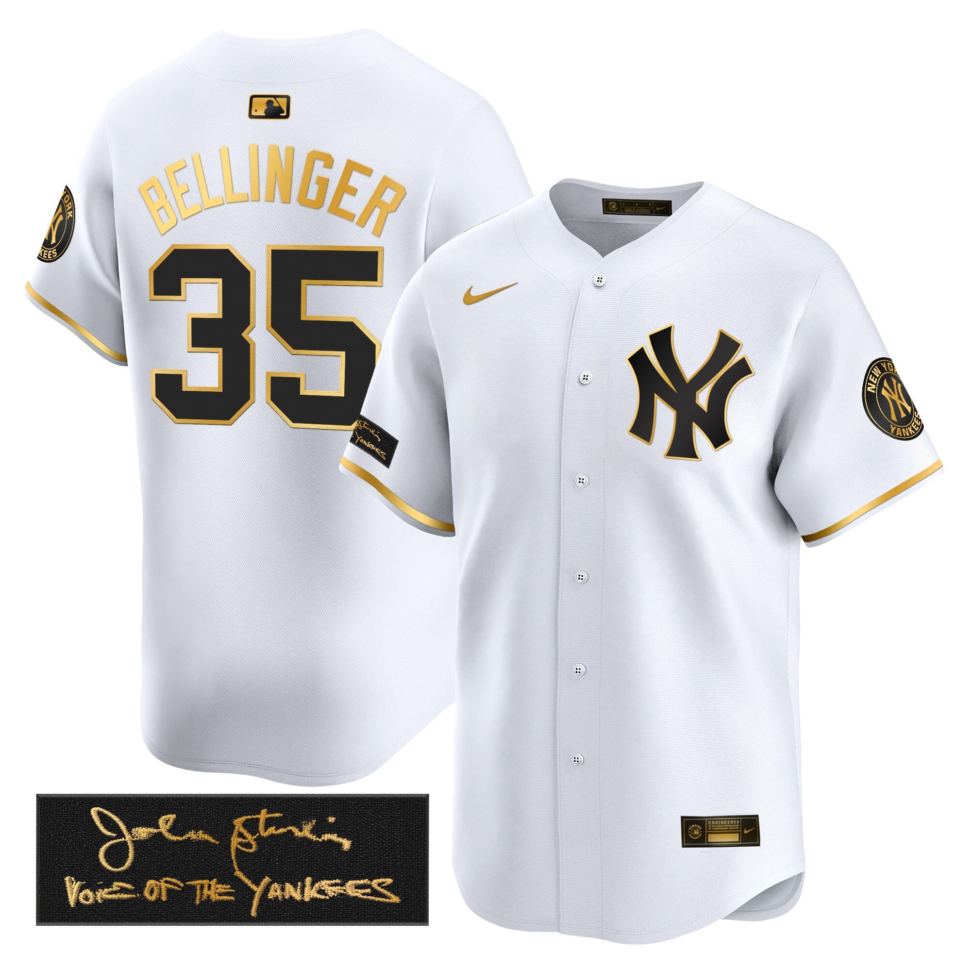 Men's Yankees John Sterling "The Voice of the Yankees" Tribute Patch Vapor Premier Limited Jersey - All Stitched