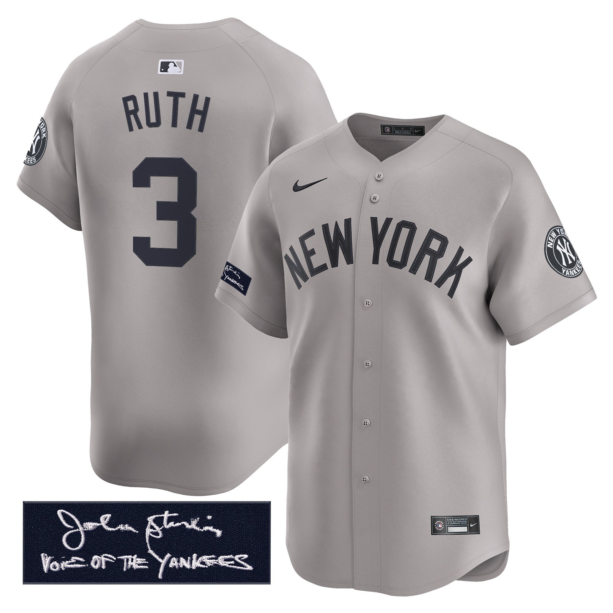 Men's Yankees John Sterling "The Voice of the Yankees" Tribute Patch Vapor Premier Limited Jersey - All Stitched