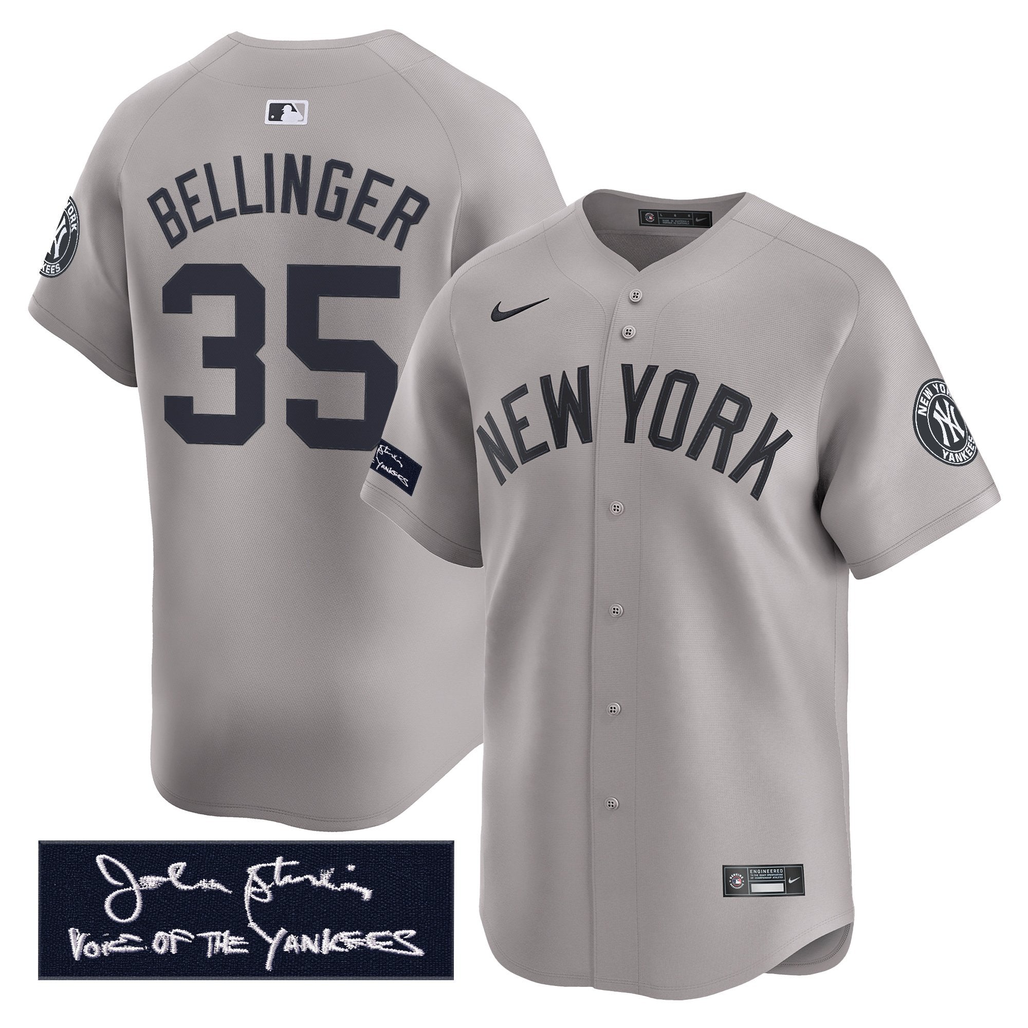 Men's Yankees John Sterling "The Voice of the Yankees" Tribute Patch Vapor Premier Limited Jersey - All Stitched