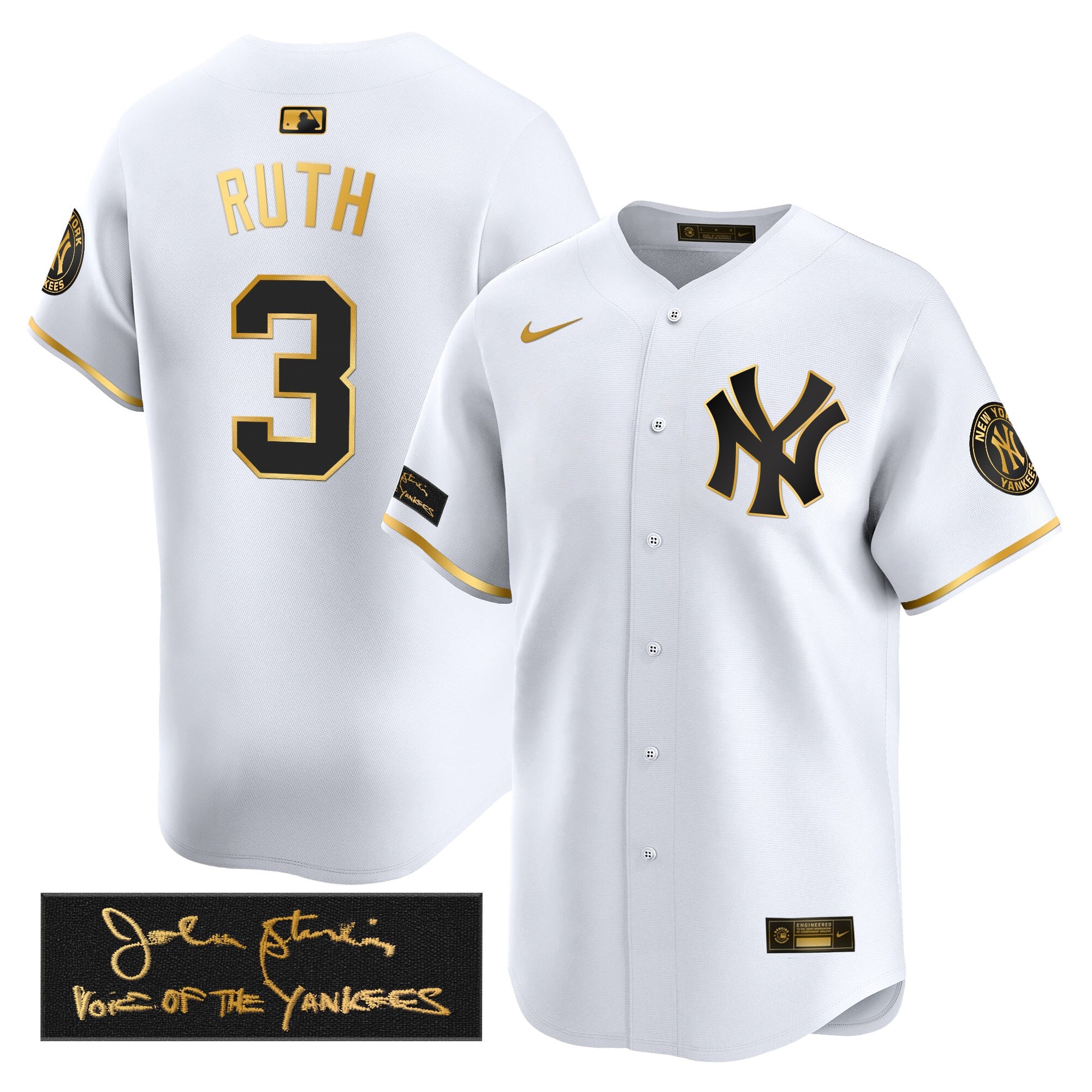 Men's Yankees John Sterling "The Voice of the Yankees" Tribute Patch Vapor Premier Limited Jersey - All Stitched