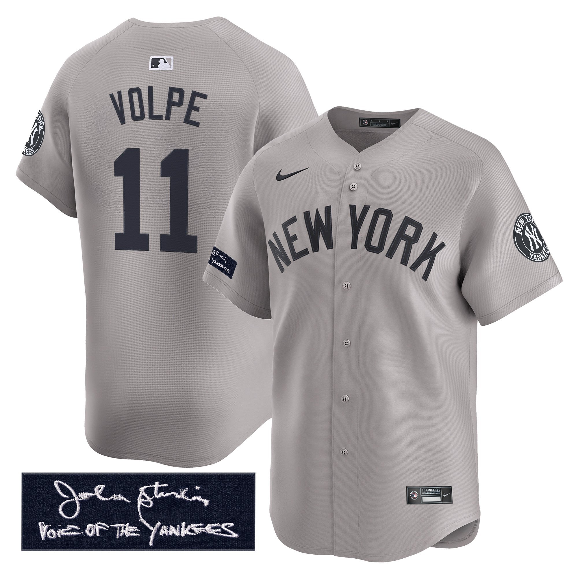 Men's Yankees John Sterling "The Voice of the Yankees" Tribute Patch Vapor Premier Limited Jersey - All Stitched
