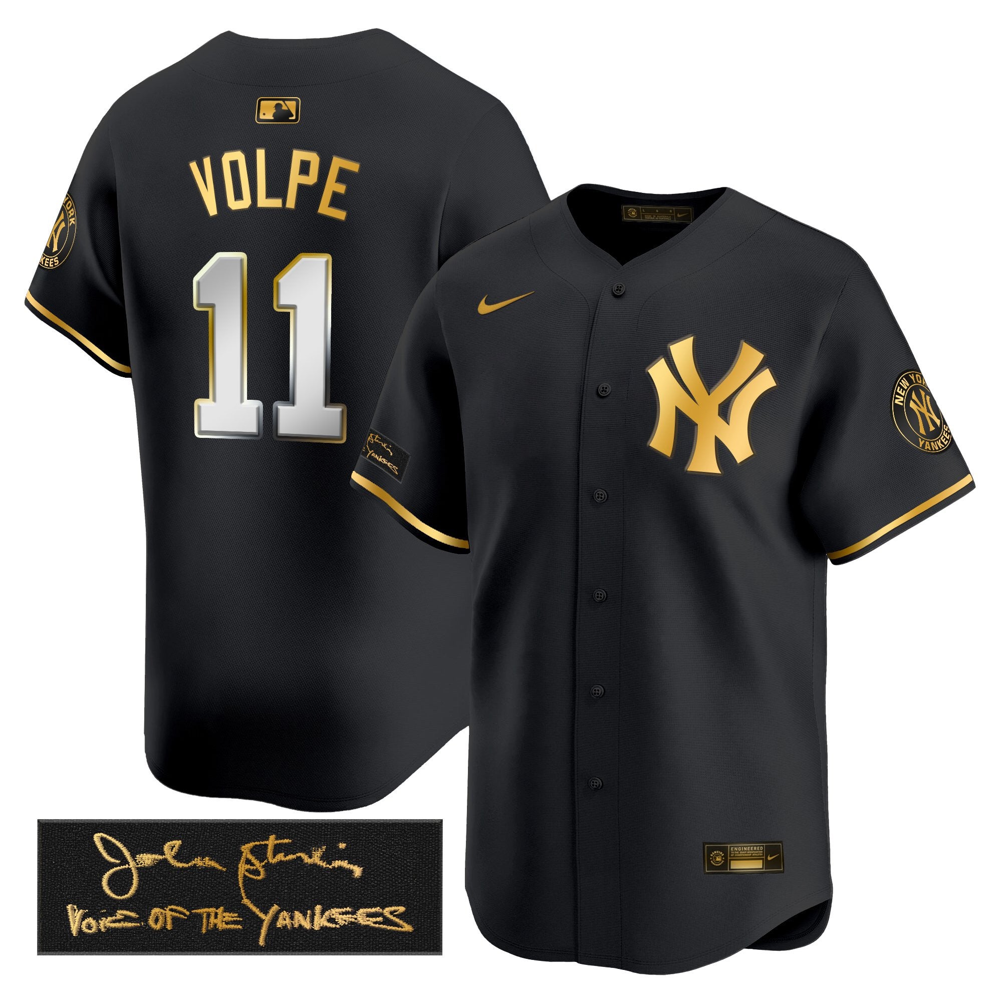 Men's Yankees John Sterling "The Voice of the Yankees" Tribute Patch Vapor Premier Limited Jersey - All Stitched