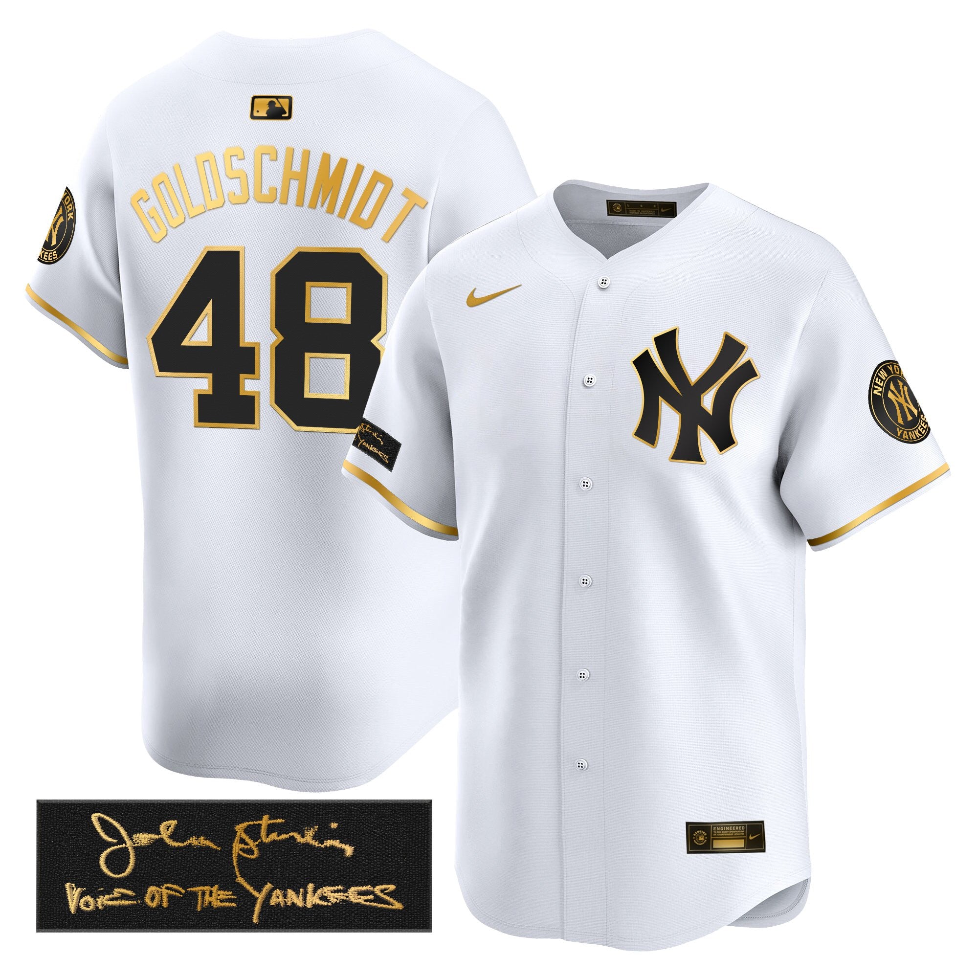 Men's Yankees John Sterling "The Voice of the Yankees" Tribute Patch Vapor Premier Limited Jersey - All Stitched