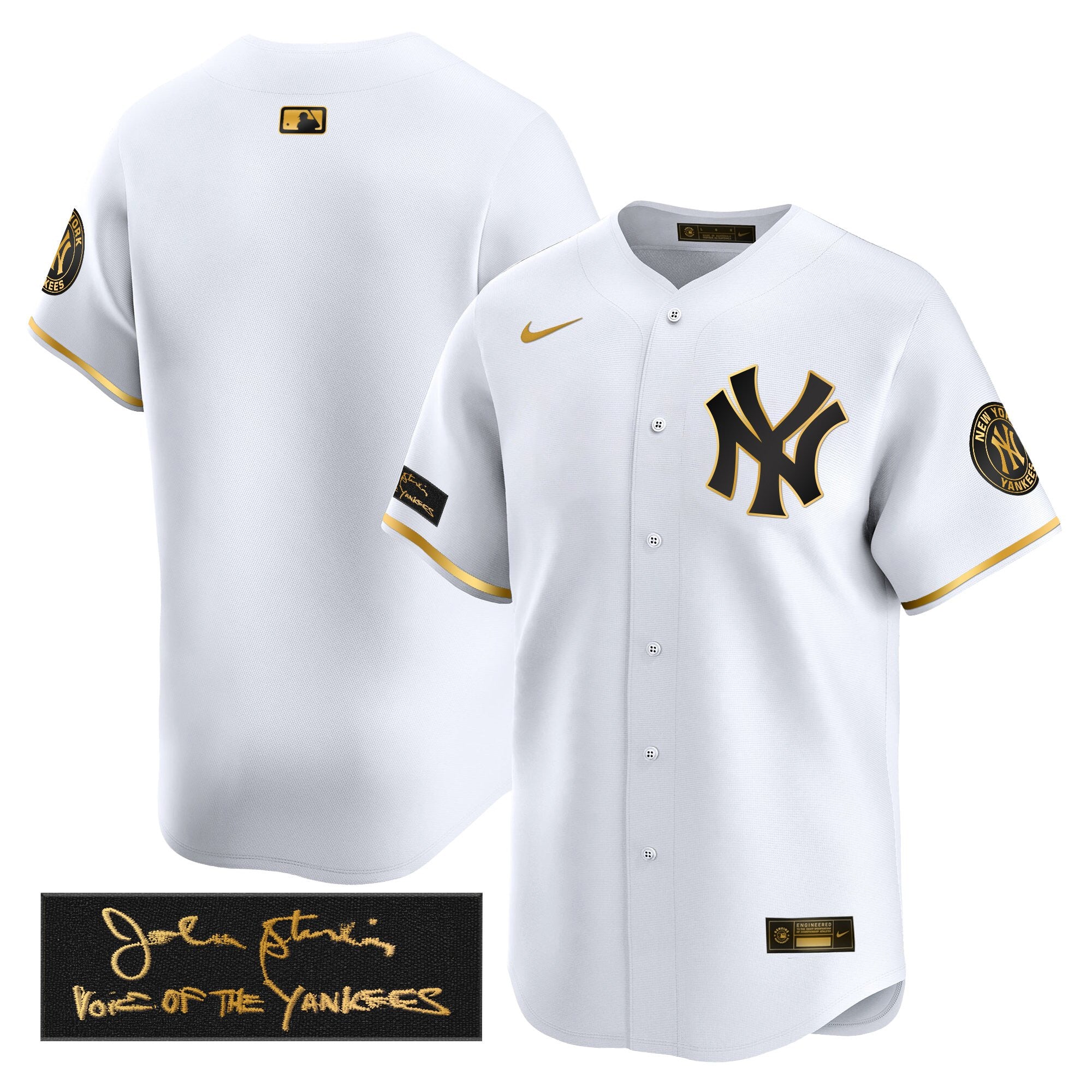 Men's Yankees John Sterling "The Voice of the Yankees" Tribute Patch Vapor Premier Limited Jersey - All Stitched