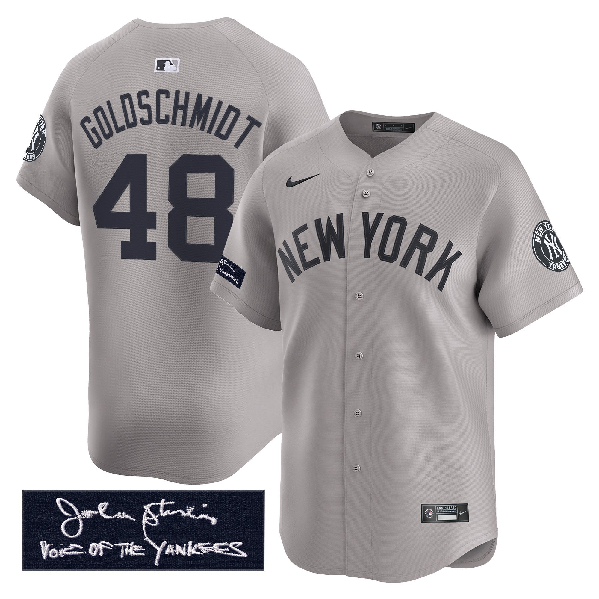 Men's Yankees John Sterling "The Voice of the Yankees" Tribute Patch Vapor Premier Limited Jersey - All Stitched