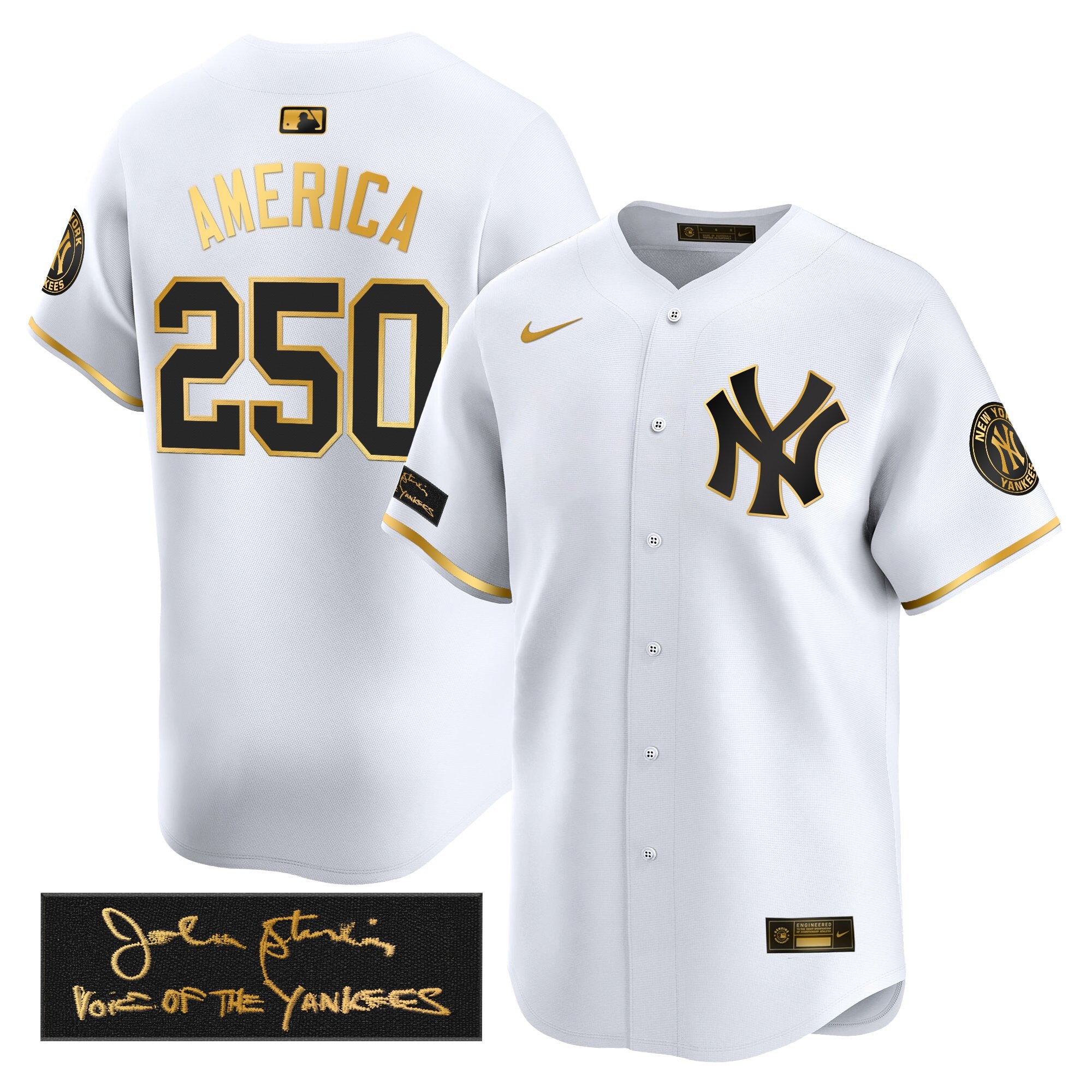 Men's Yankees John Sterling "The Voice of the Yankees" Tribute Patch Vapor Premier Limited Jersey - All Stitched