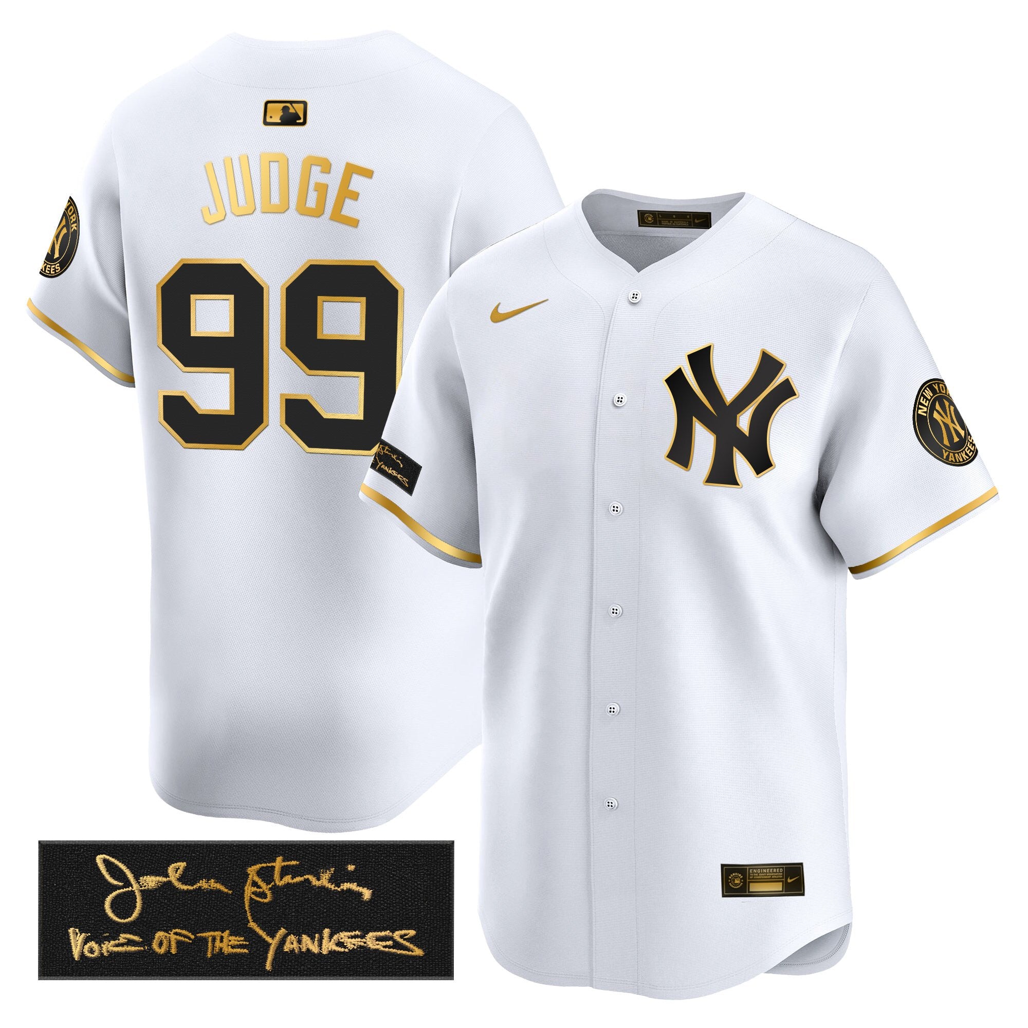Men's Yankees John Sterling "The Voice of the Yankees" Tribute Patch Vapor Premier Limited Jersey - All Stitched