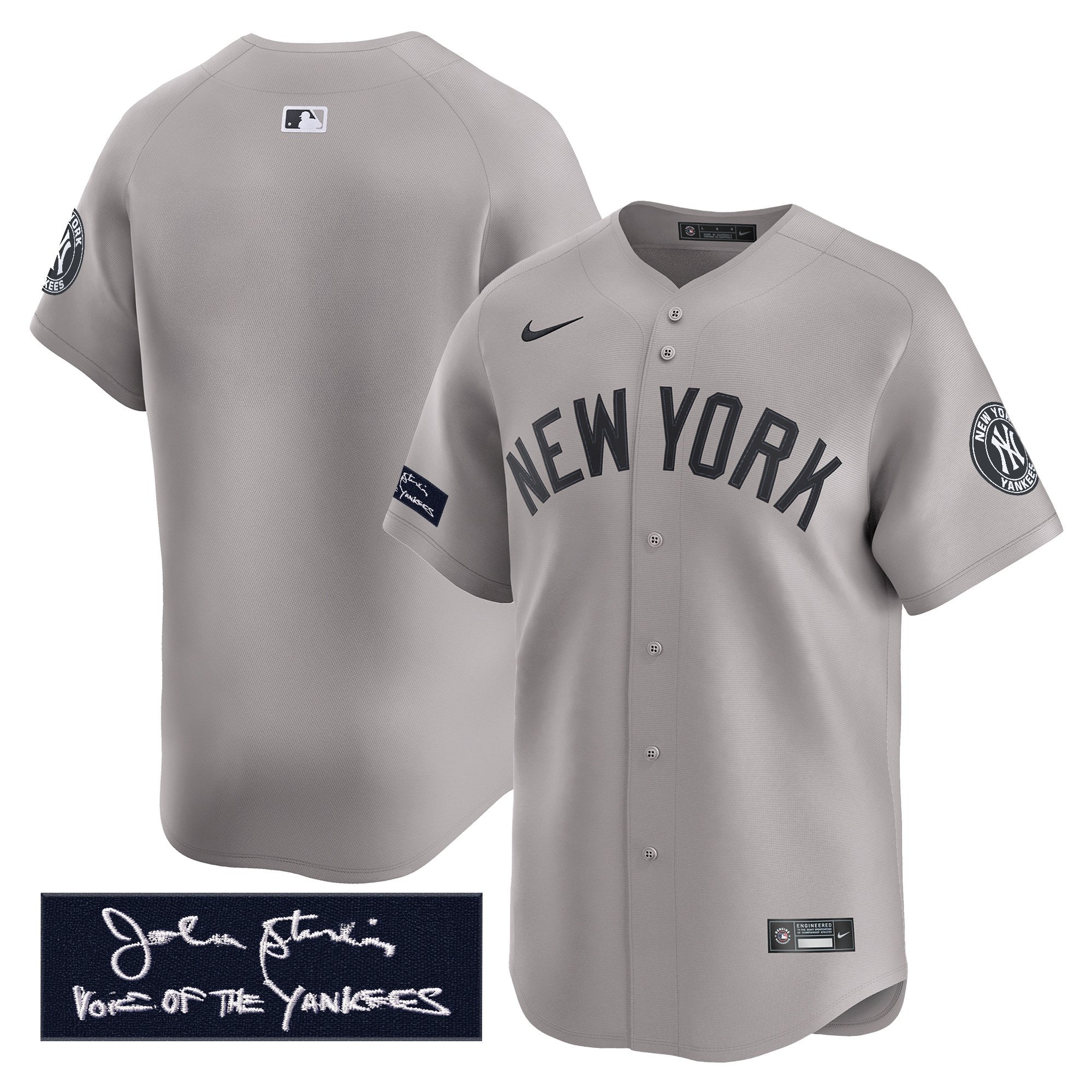 Men's Yankees John Sterling "The Voice of the Yankees" Tribute Patch Vapor Premier Limited Jersey - All Stitched
