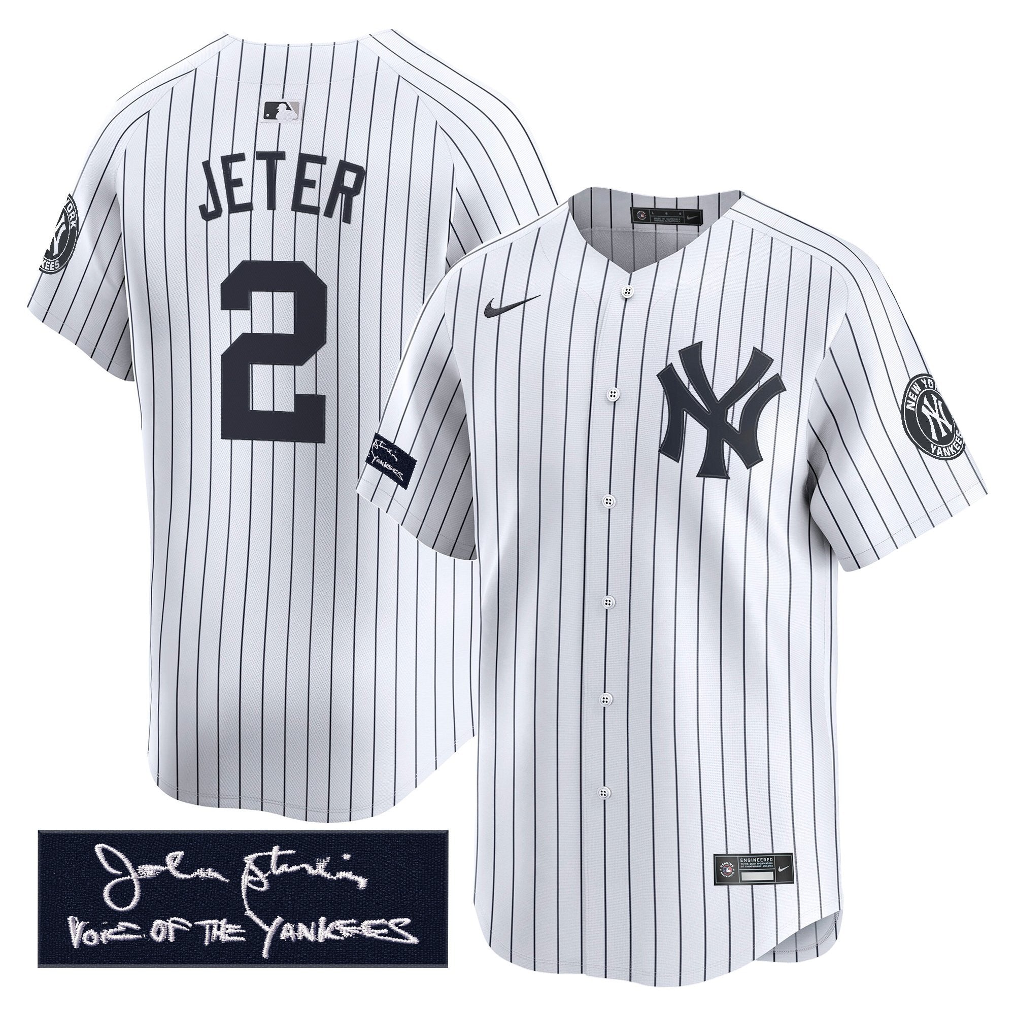 Men's Yankees John Sterling "The Voice of the Yankees" Tribute Patch Vapor Premier Limited Jersey - All Stitched