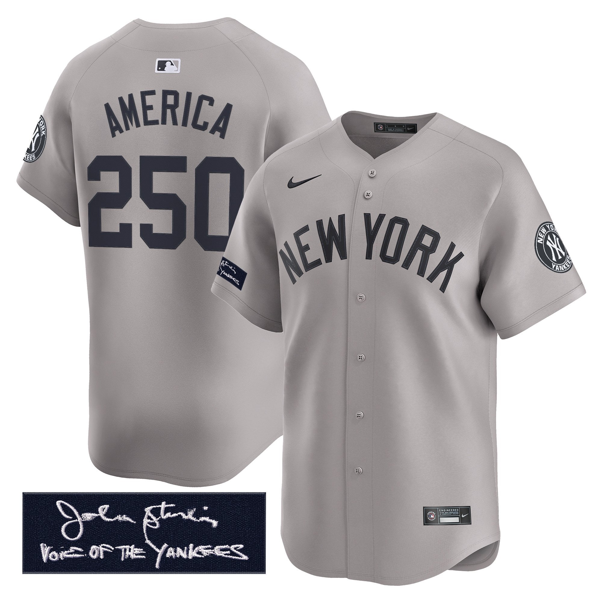 Men's Yankees John Sterling "The Voice of the Yankees" Tribute Patch Vapor Premier Limited Jersey - All Stitched