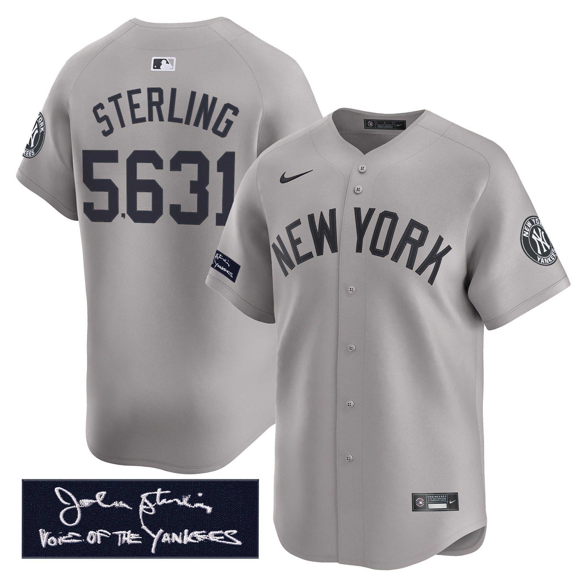 Men's Yankees John Sterling "The Voice of the Yankees" Tribute Patch Vapor Premier Limited Jersey - All Stitched