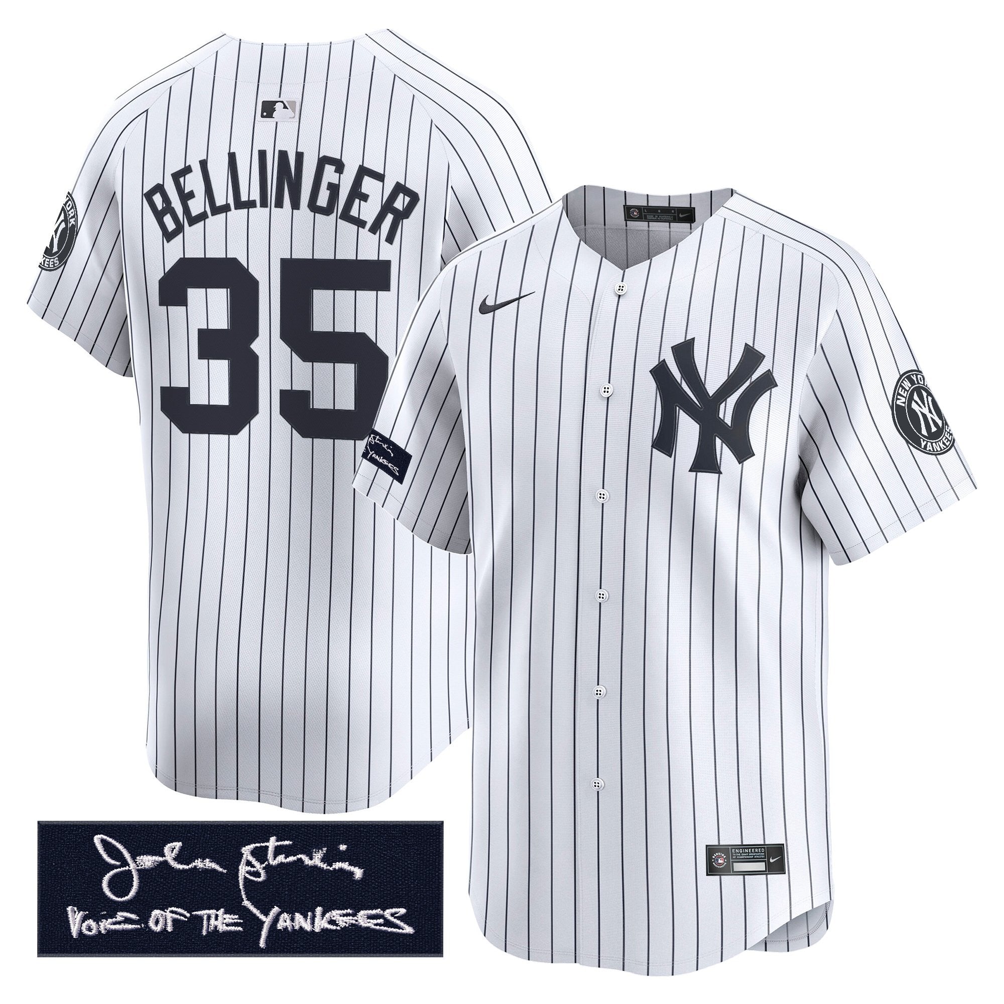 Men's Yankees John Sterling "The Voice of the Yankees" Tribute Patch Vapor Premier Limited Jersey - All Stitched