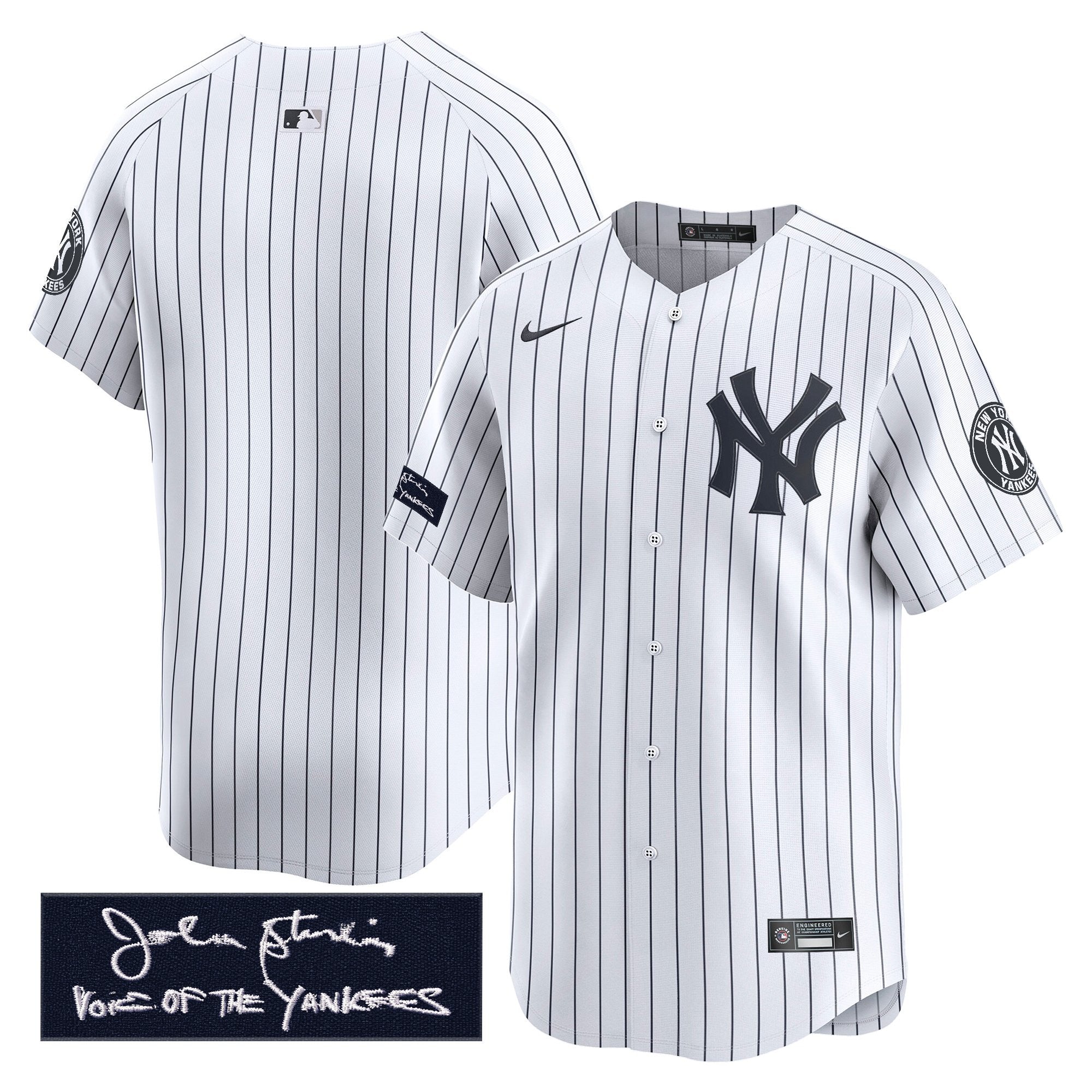 Men's Yankees John Sterling "The Voice of the Yankees" Tribute Patch Vapor Premier Limited Jersey - All Stitched