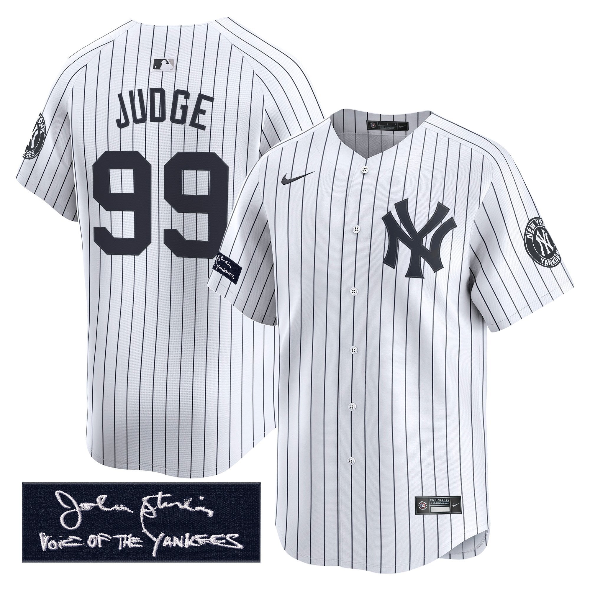Men's Yankees John Sterling "The Voice of the Yankees" Tribute Patch Vapor Premier Limited Jersey - All Stitched