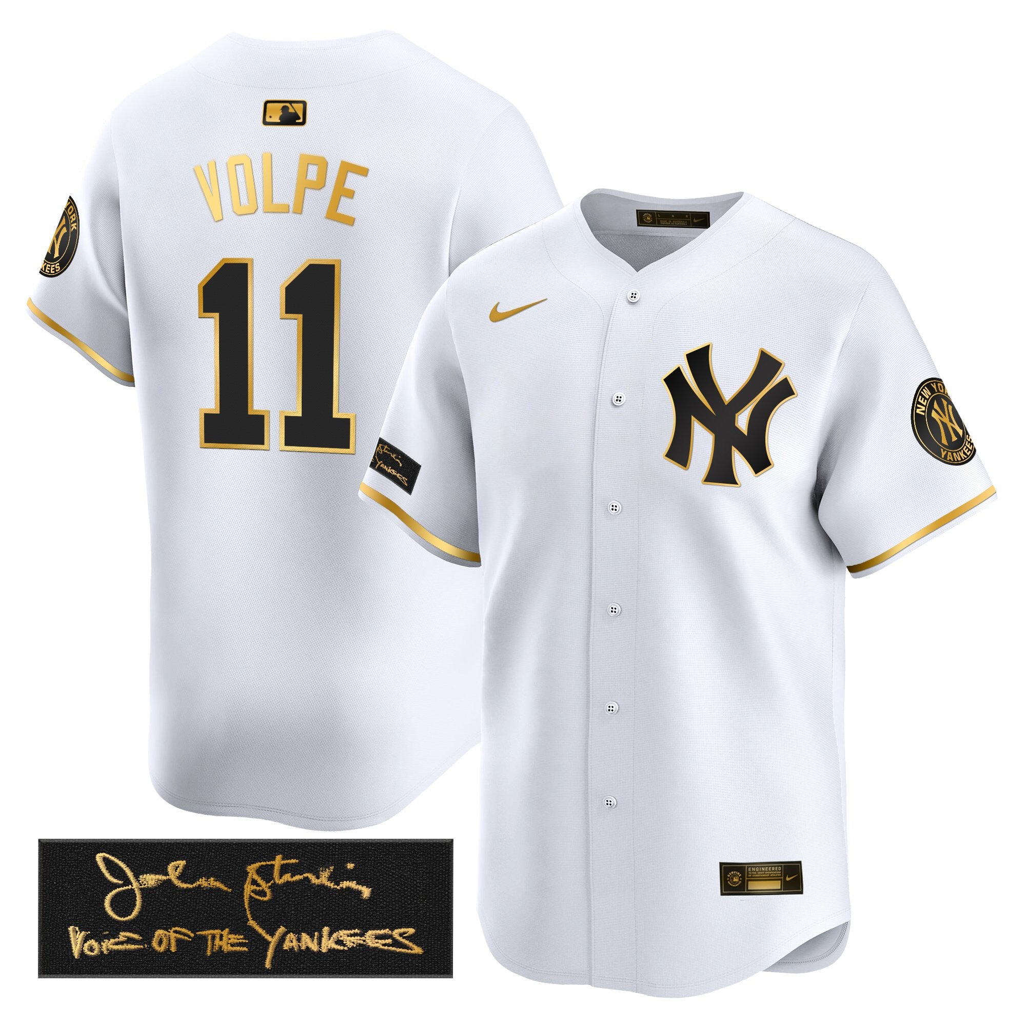 Men's Yankees John Sterling "The Voice of the Yankees" Tribute Patch Vapor Premier Limited Jersey - All Stitched
