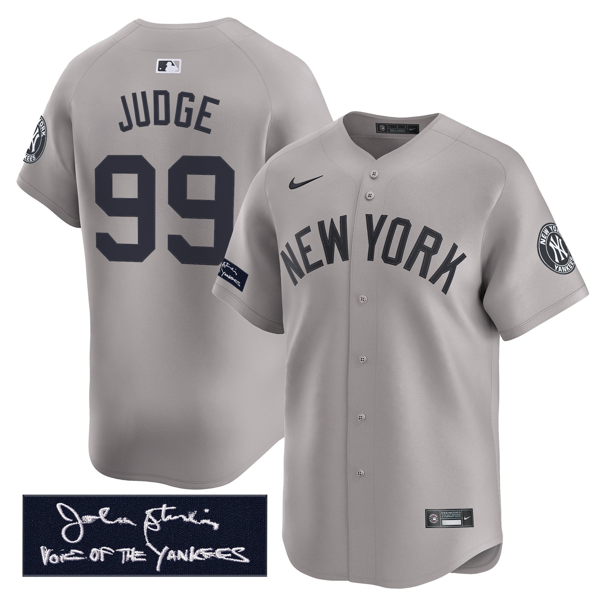 Men's Yankees John Sterling "The Voice of the Yankees" Tribute Patch Vapor Premier Limited Jersey - All Stitched