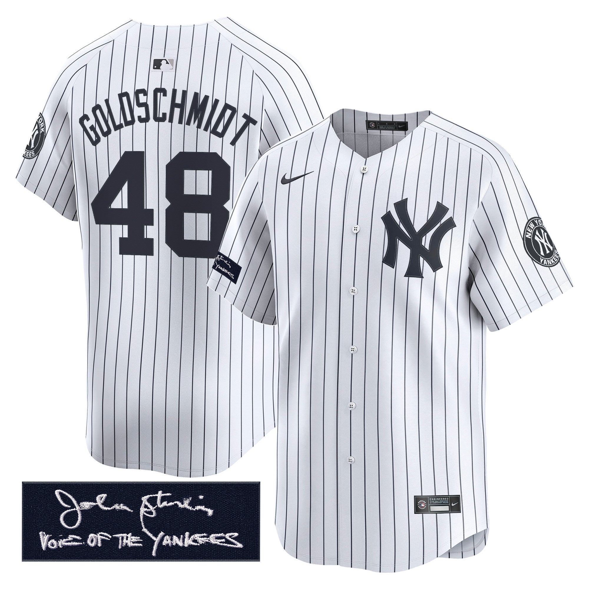 Men's Yankees John Sterling "The Voice of the Yankees" Tribute Patch Vapor Premier Limited Jersey - All Stitched