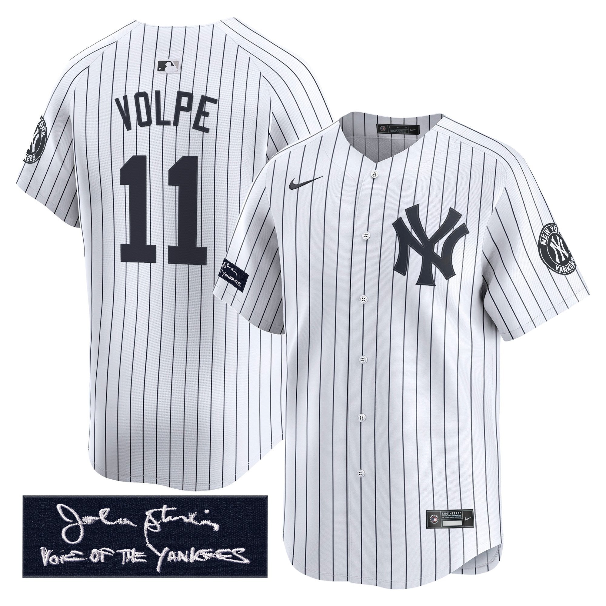 Men's Yankees John Sterling "The Voice of the Yankees" Tribute Patch Vapor Premier Limited Jersey - All Stitched