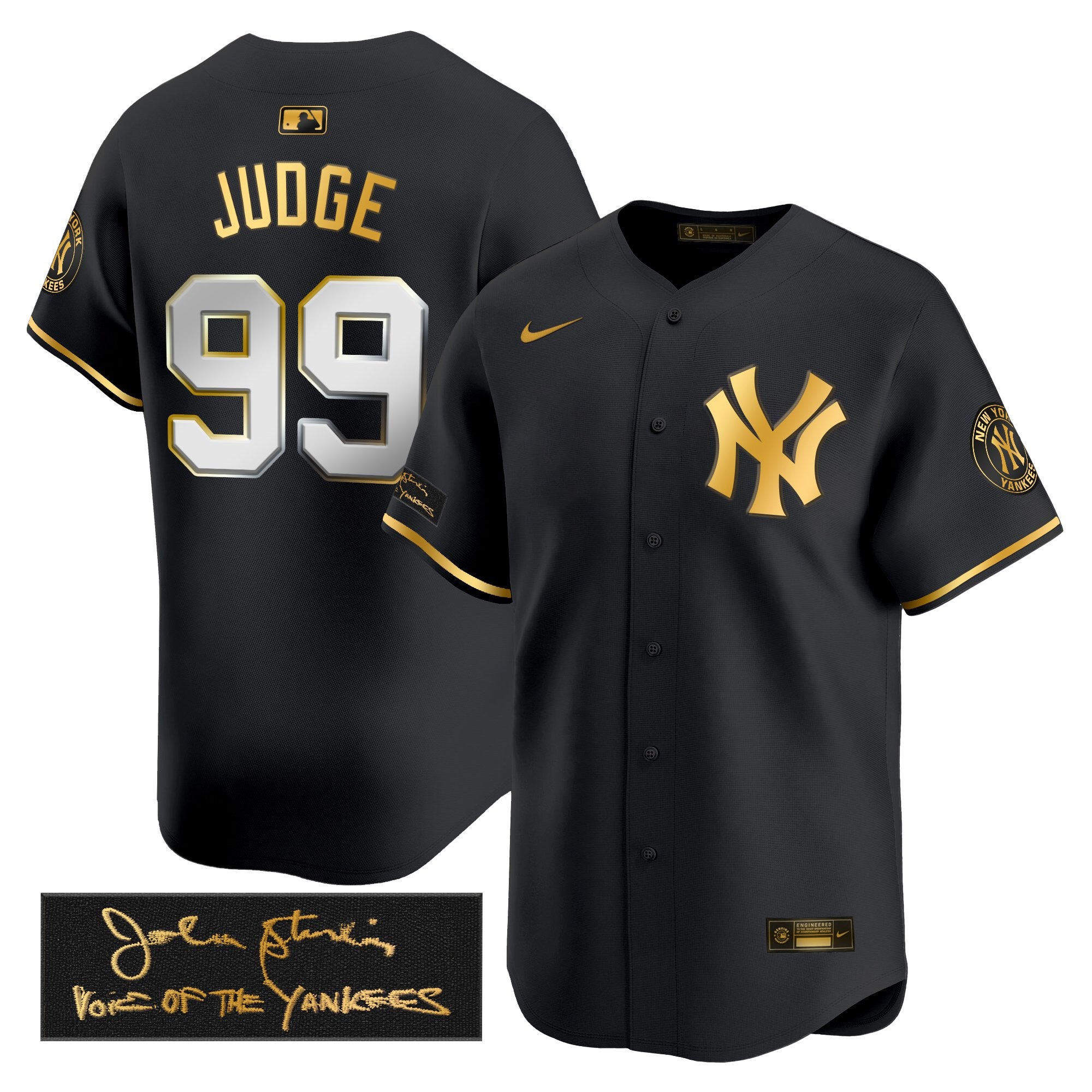 Men's Yankees John Sterling "The Voice of the Yankees" Tribute Patch Vapor Premier Limited Jersey - All Stitched