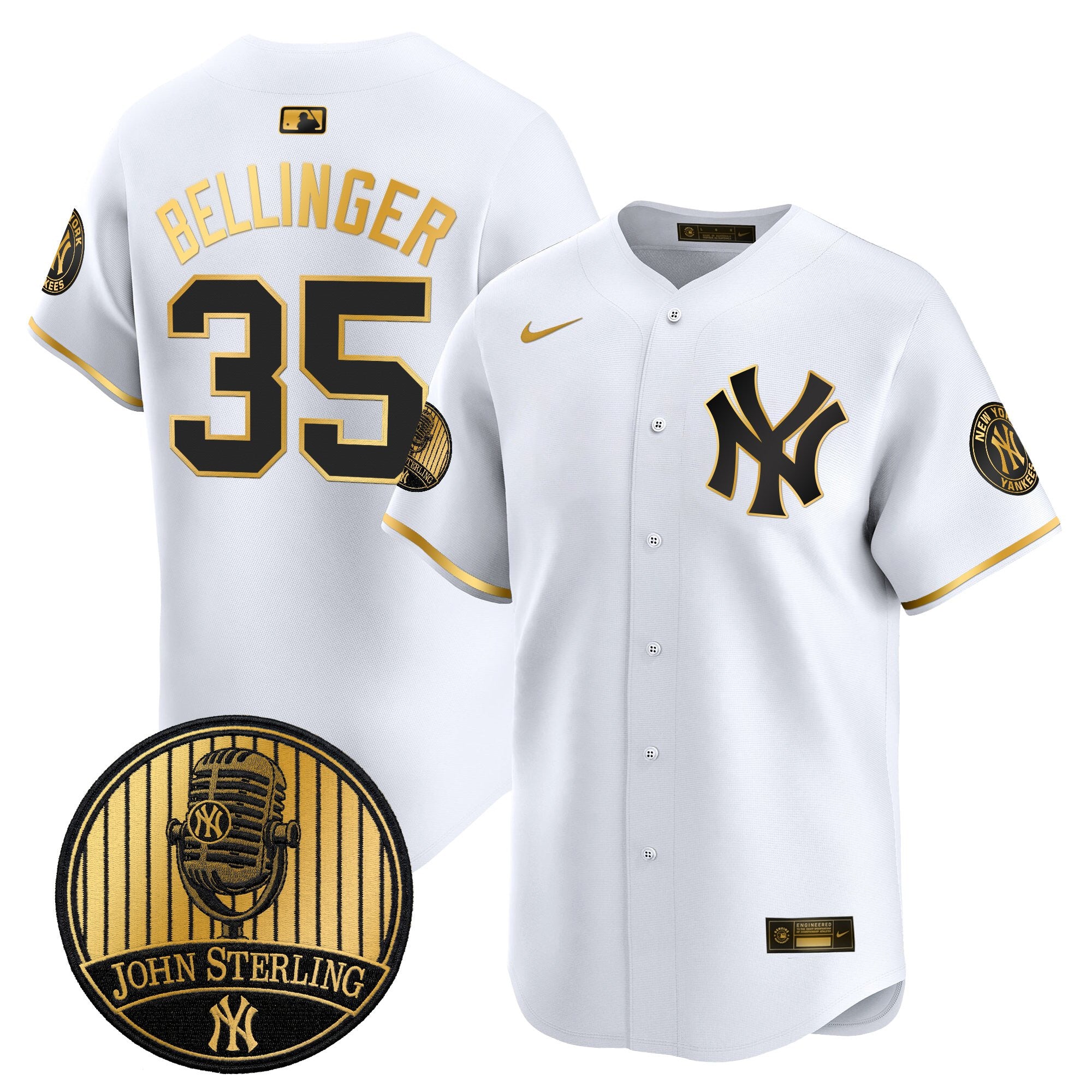 Men's Yankees John Sterling "The Voice of the Yankees" Tribute Patch Vapor Premier Limited Jersey V2 - All Stitched