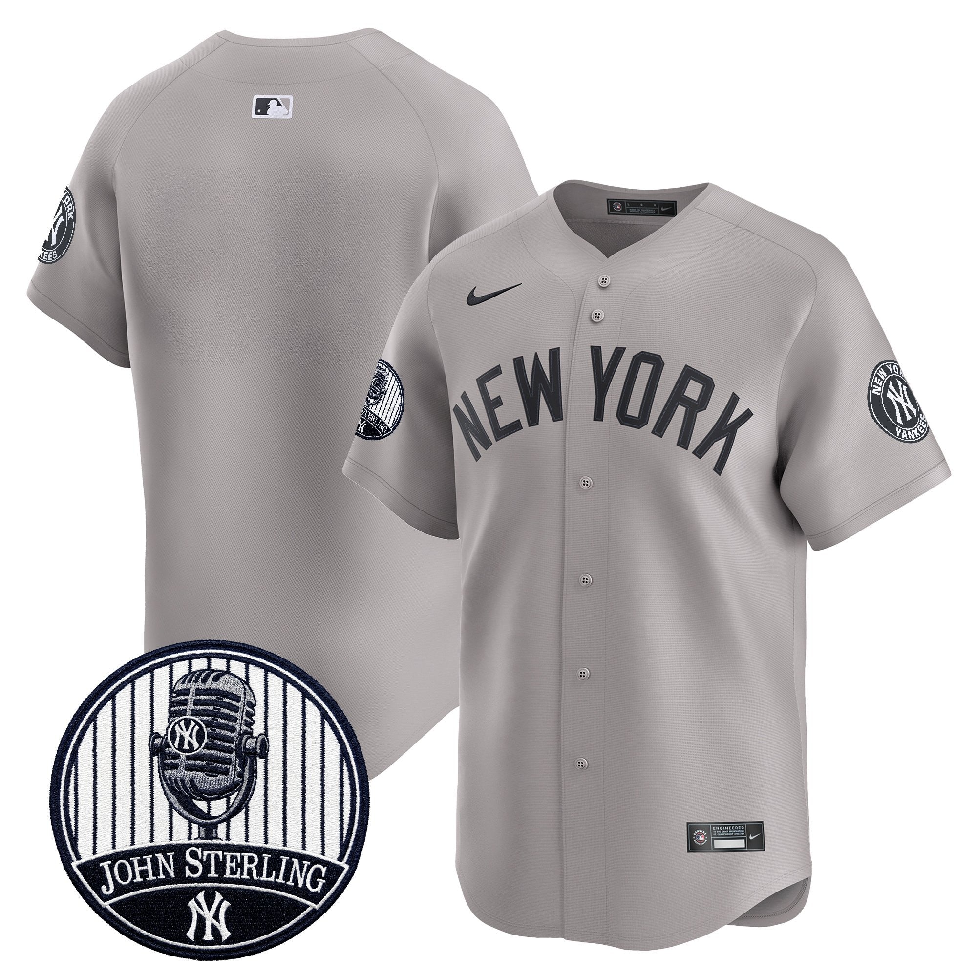 Men's Yankees John Sterling "The Voice of the Yankees" Tribute Patch Vapor Premier Limited Jersey V2 - All Stitched