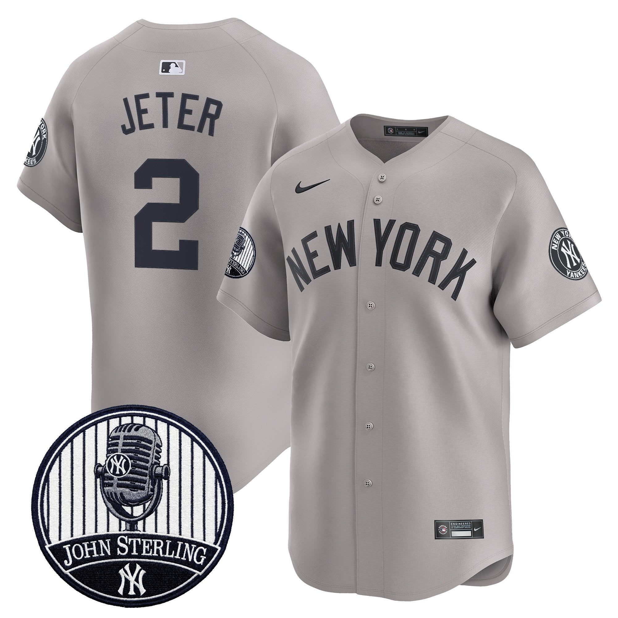 Men's Yankees John Sterling "The Voice of the Yankees" Tribute Patch Vapor Premier Limited Jersey V2 - All Stitched