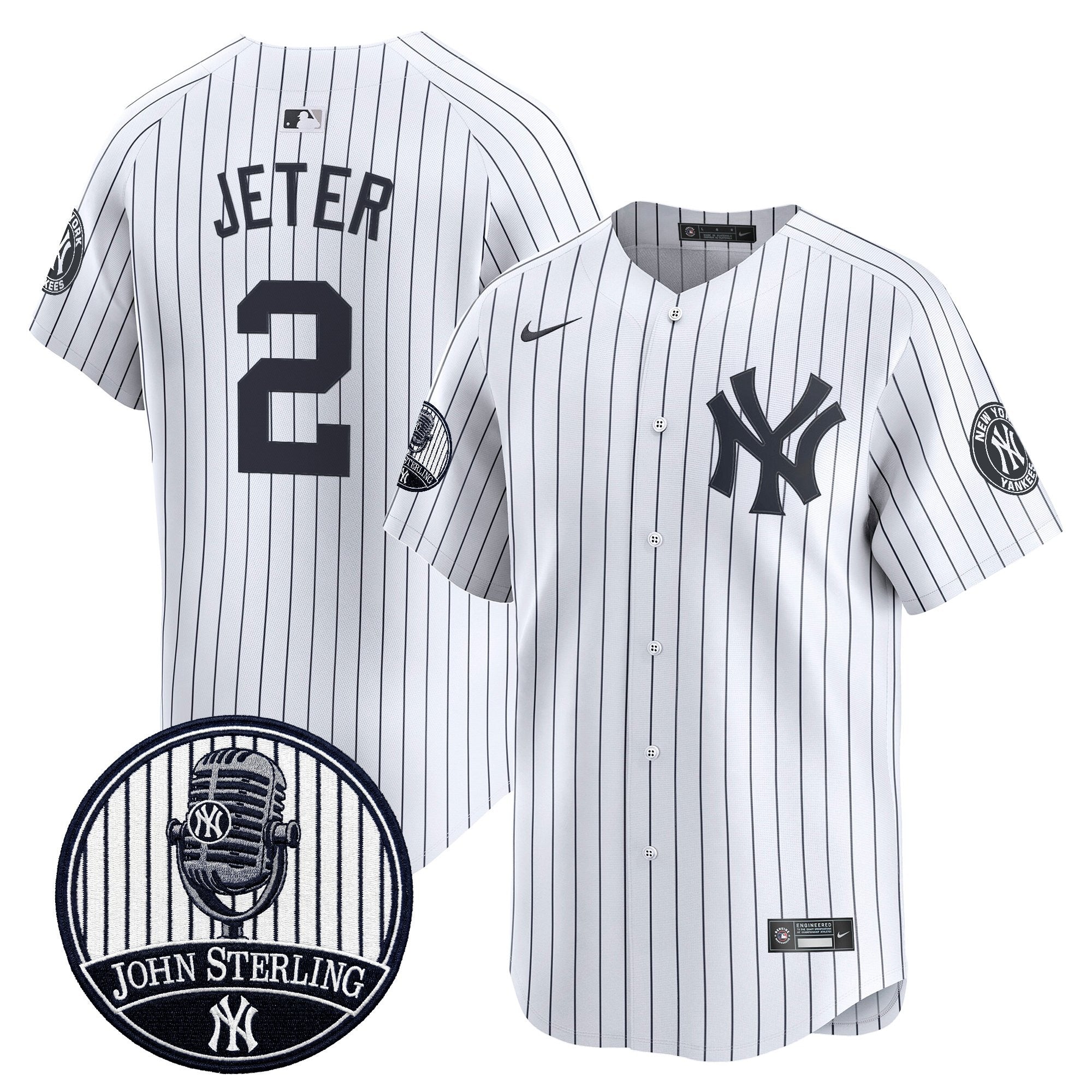 Men's Yankees John Sterling "The Voice of the Yankees" Tribute Patch Vapor Premier Limited Jersey V2 - All Stitched