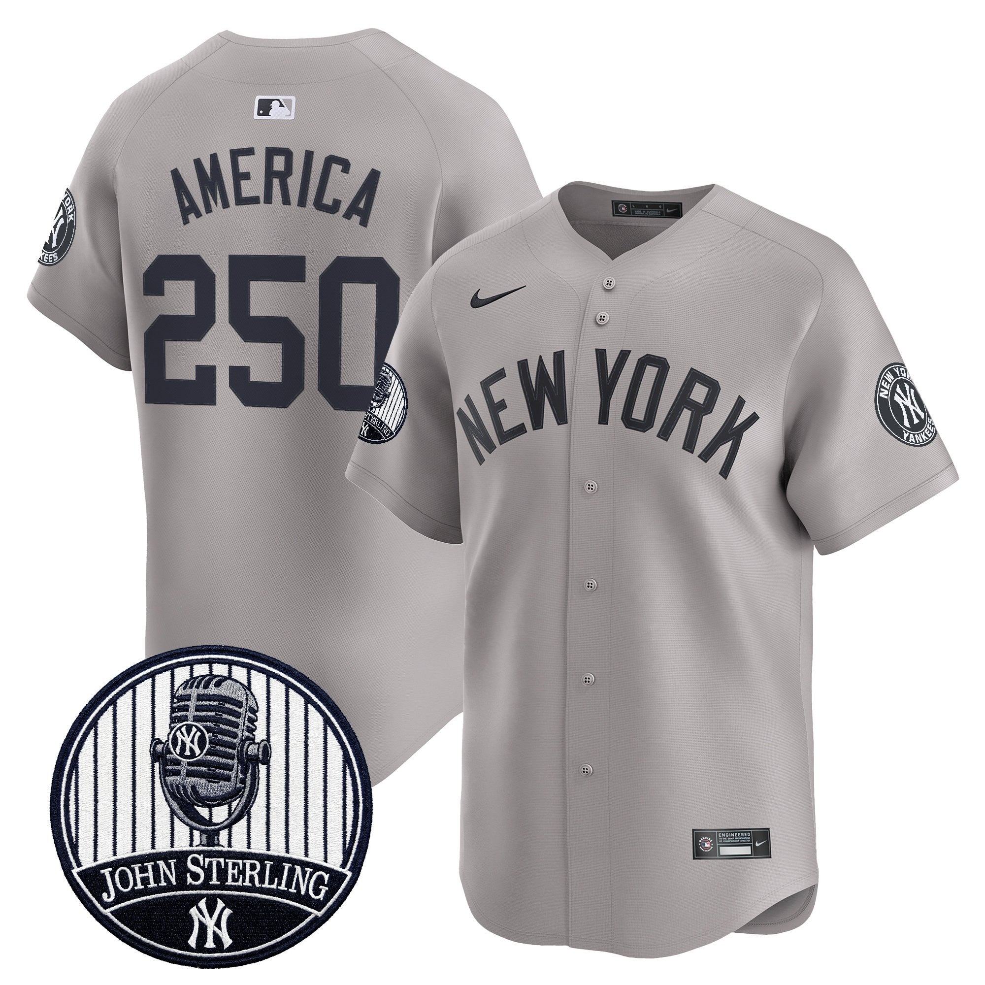 Men's Yankees John Sterling "The Voice of the Yankees" Tribute Patch Vapor Premier Limited Jersey V2 - All Stitched