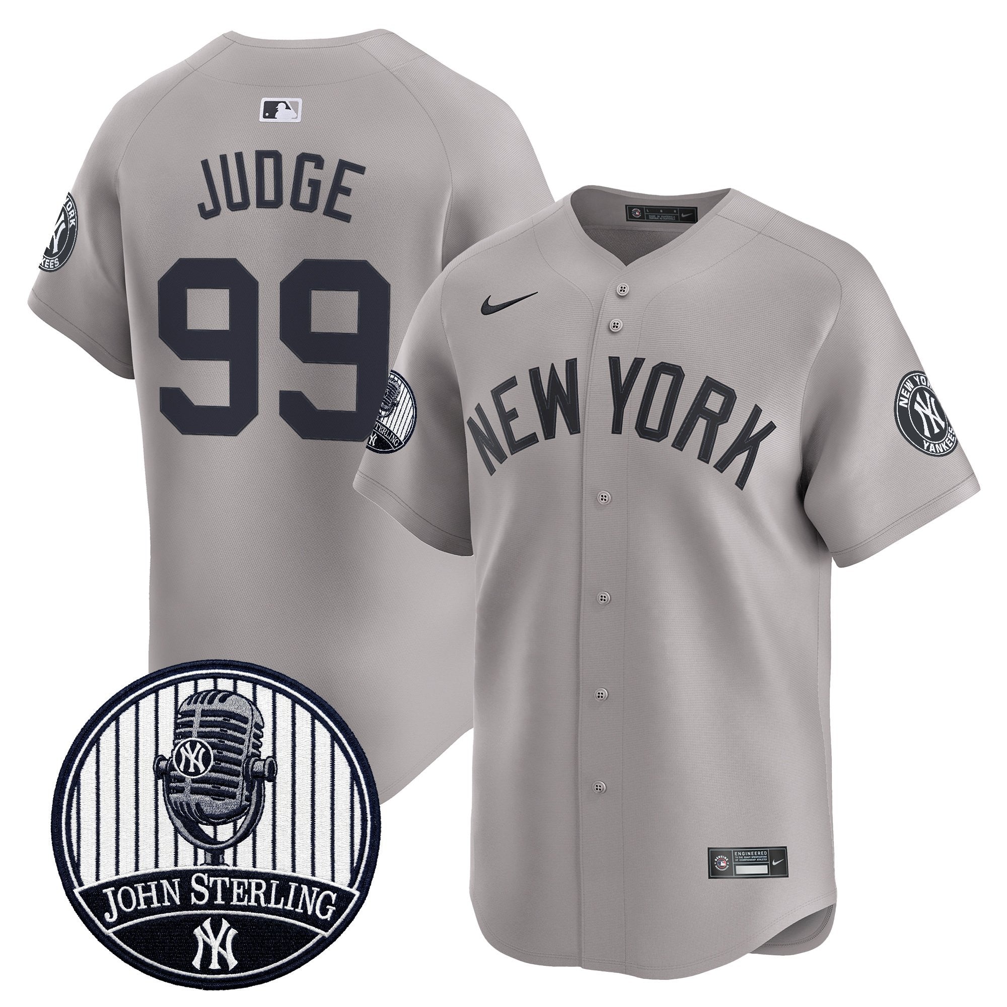Men's Yankees John Sterling "The Voice of the Yankees" Tribute Patch Vapor Premier Limited Jersey V2 - All Stitched