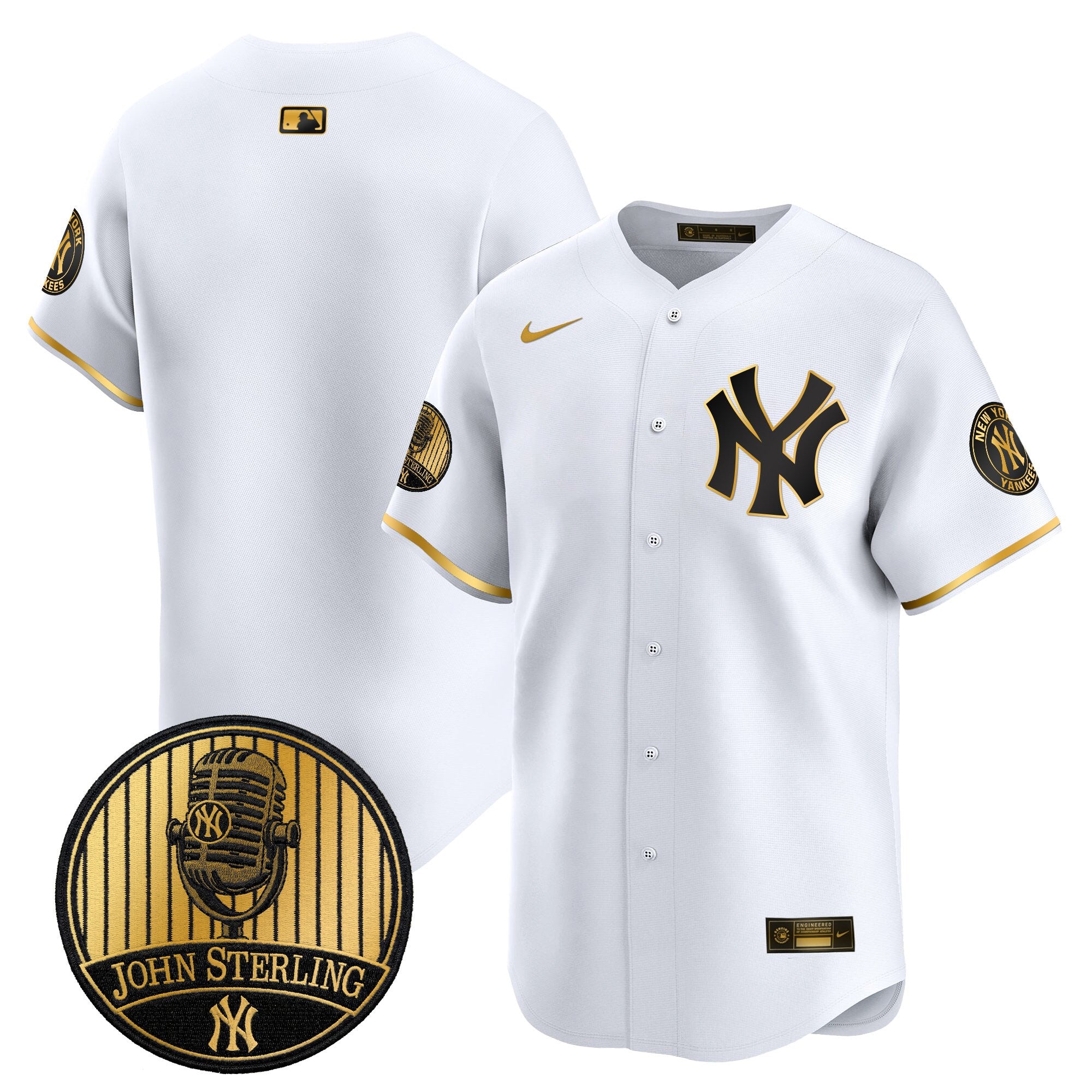 Men's Yankees John Sterling "The Voice of the Yankees" Tribute Patch Vapor Premier Limited Jersey V2 - All Stitched