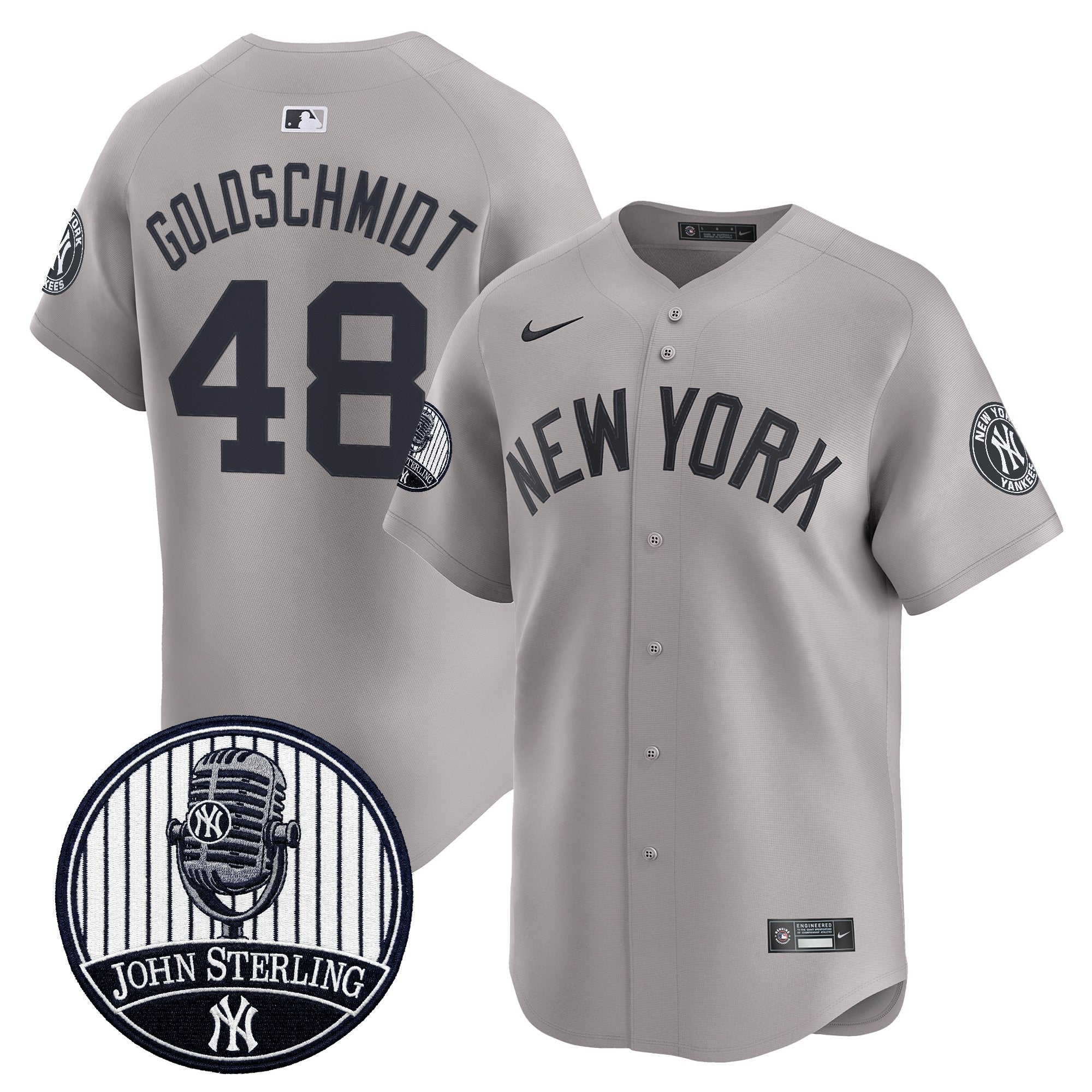 Men's Yankees John Sterling "The Voice of the Yankees" Tribute Patch Vapor Premier Limited Jersey V2 - All Stitched