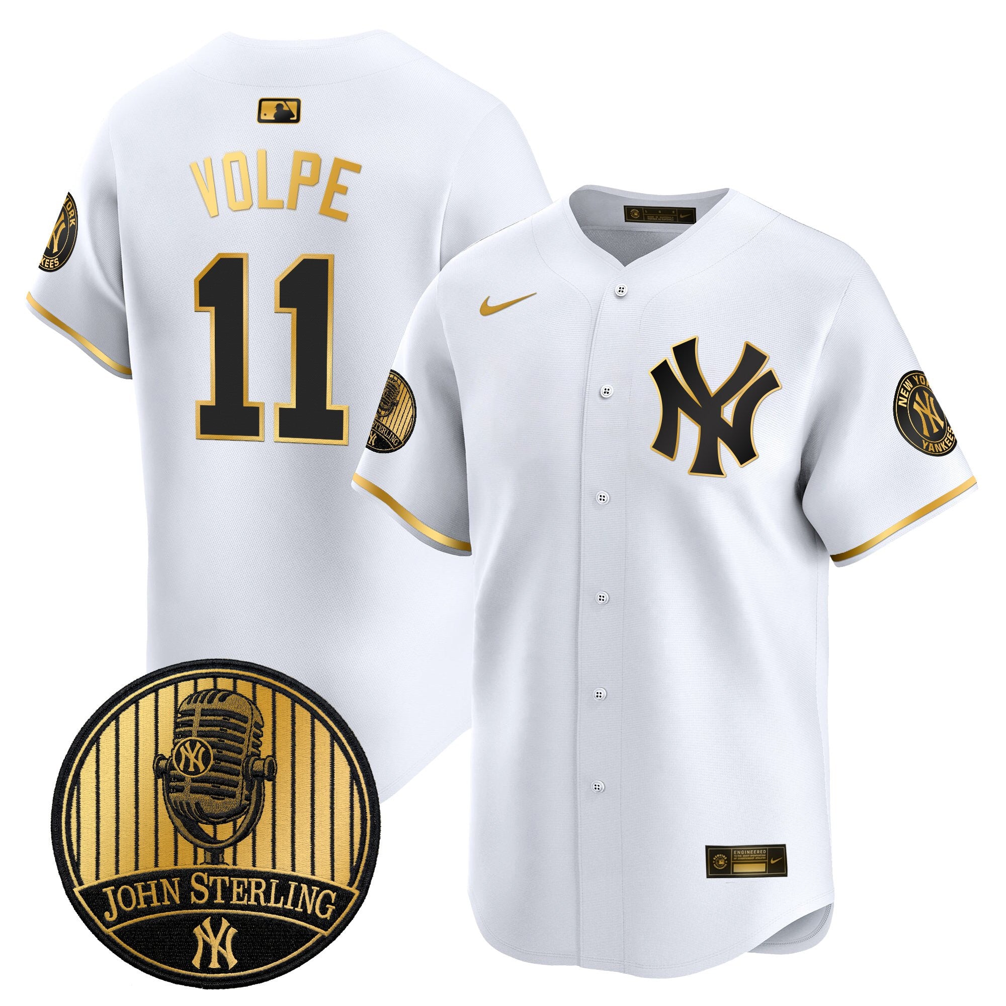 Men's Yankees John Sterling "The Voice of the Yankees" Tribute Patch Vapor Premier Limited Jersey V2 - All Stitched