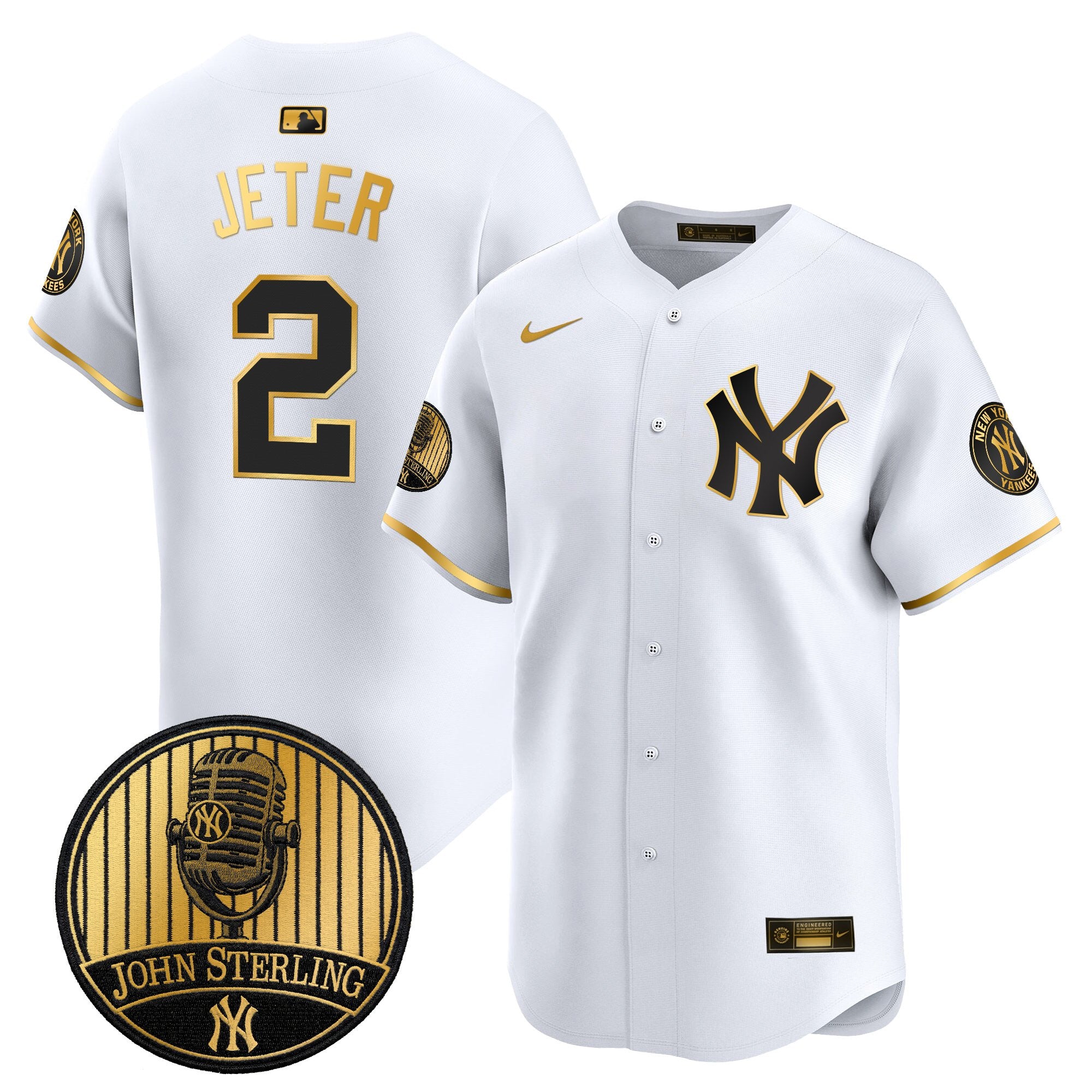 Men's Yankees John Sterling "The Voice of the Yankees" Tribute Patch Vapor Premier Limited Jersey V2 - All Stitched
