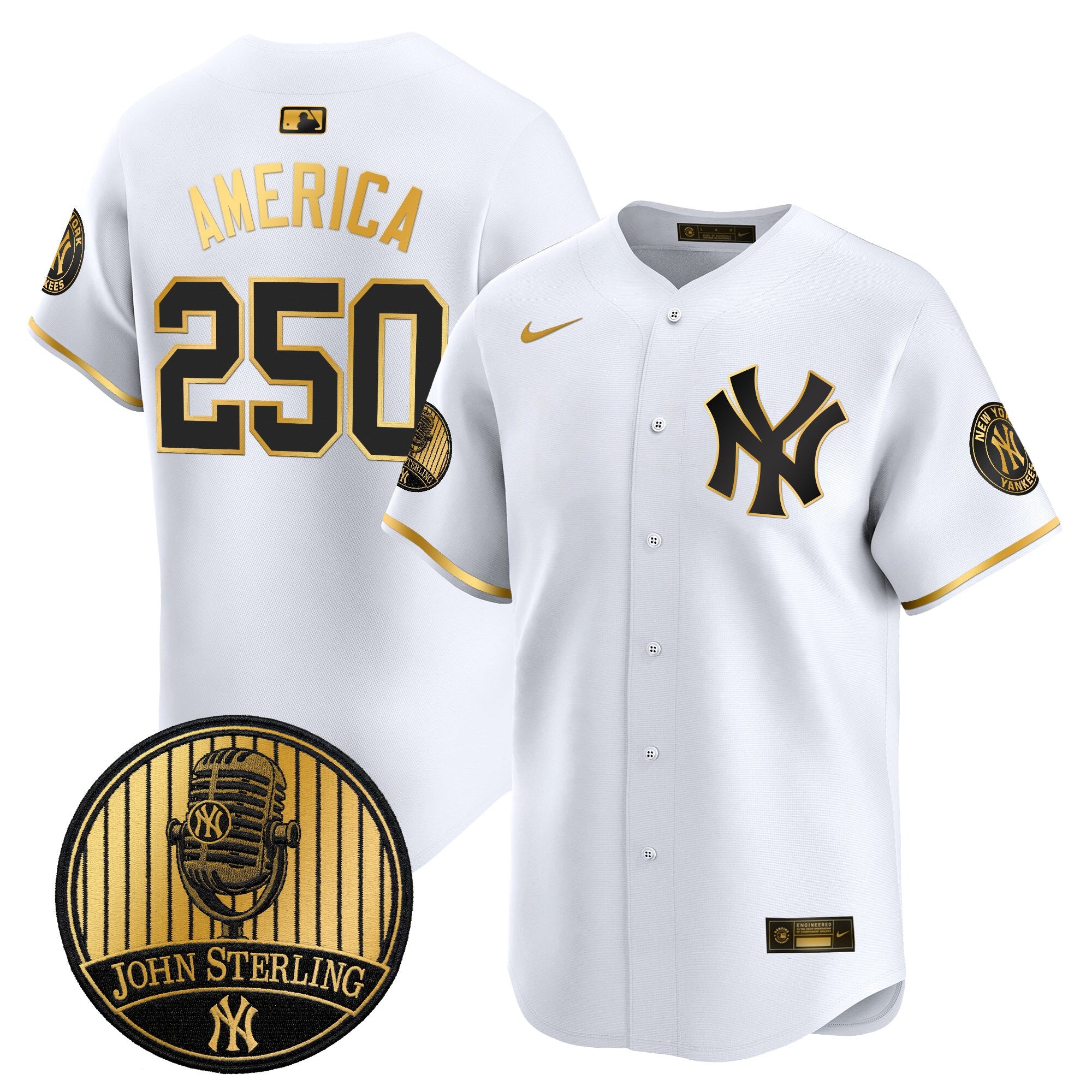 Men's Yankees John Sterling "The Voice of the Yankees" Tribute Patch Vapor Premier Limited Jersey V2 - All Stitched