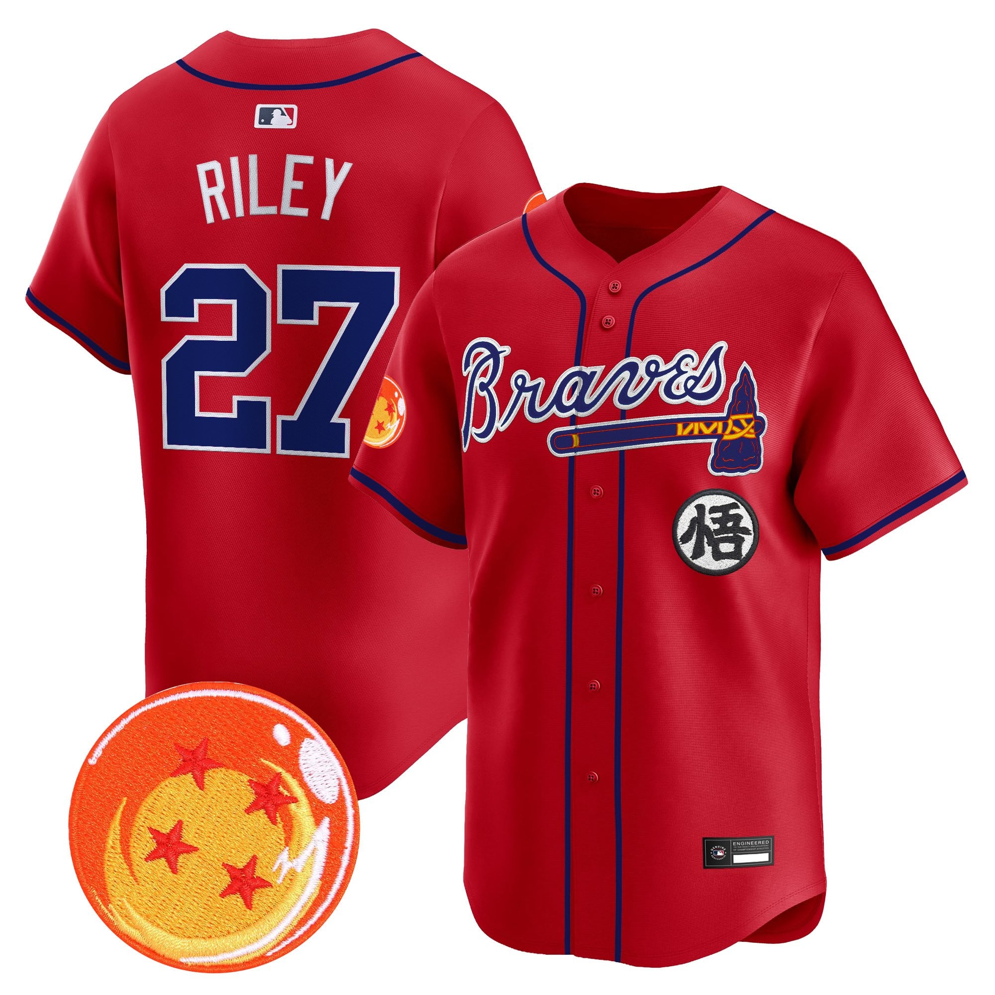 Men's Atlanta Braves x Dragon Ball Vapor Premier Limited Jersey - All Stitched