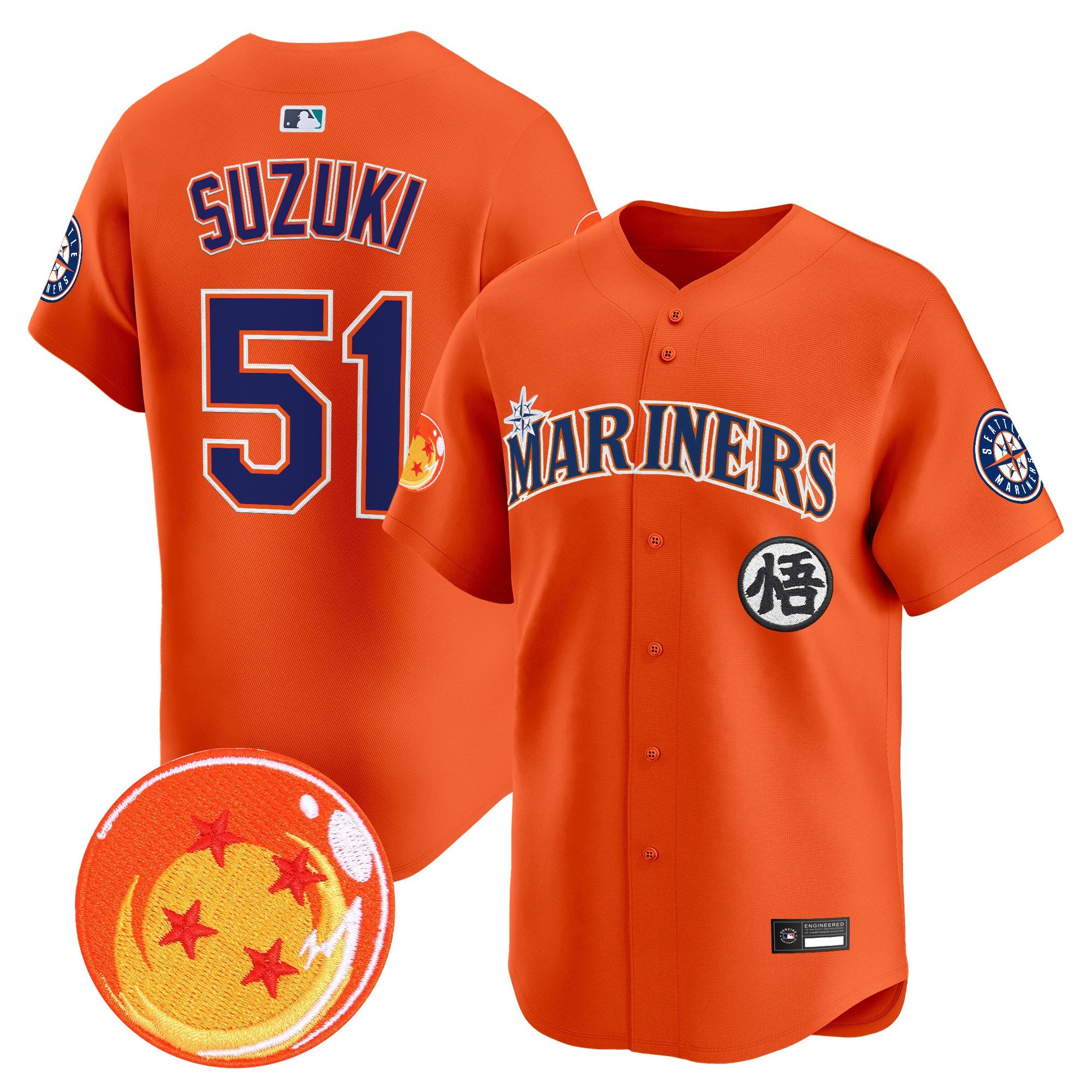 Men's Seattle Mariners x Dragon Ball Vapor Premier Limited Jersey - All Stitched