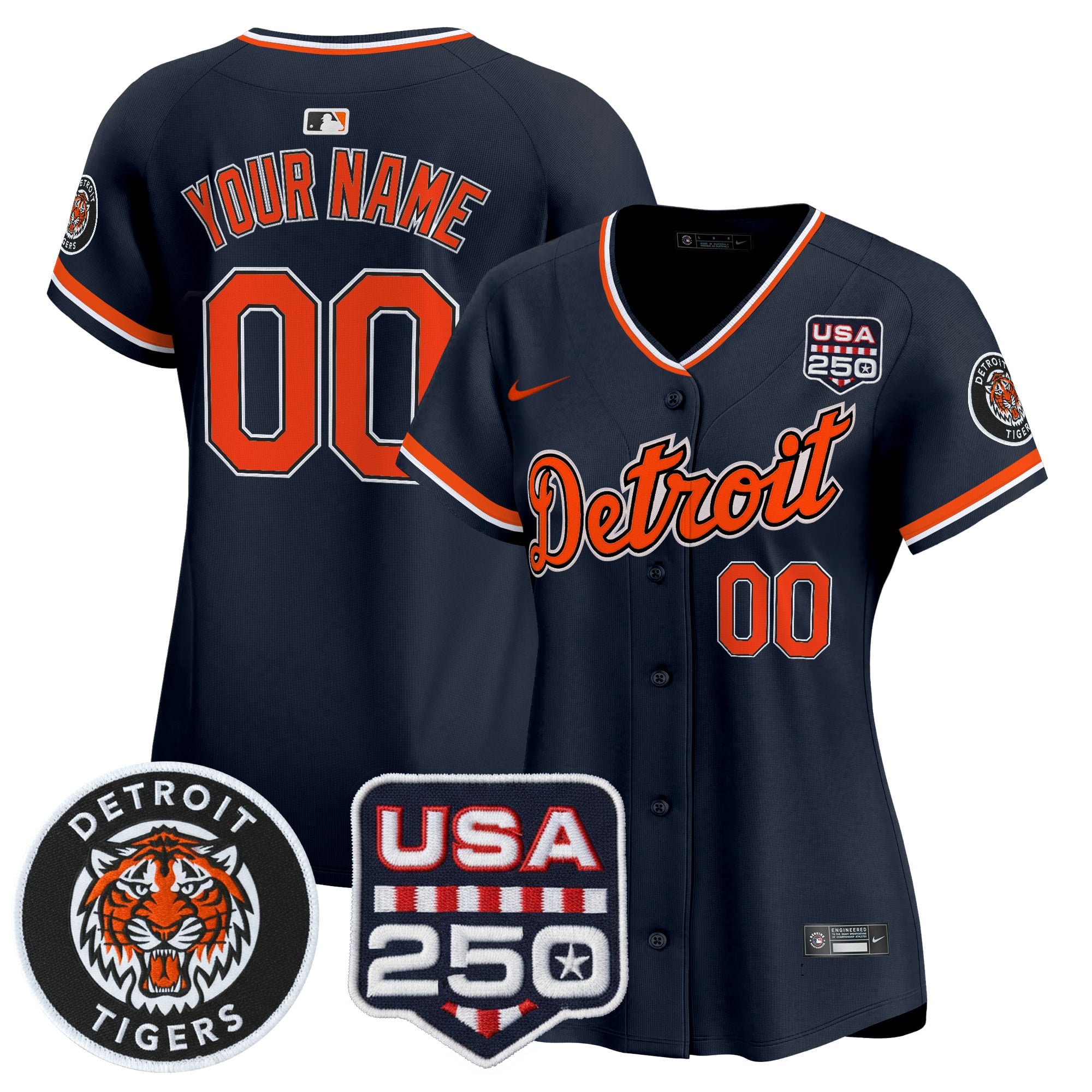 Detroit Tigers 2026 Alternate Vapor Premier Limited Custom Jersey - 250America Patch - All Stitched