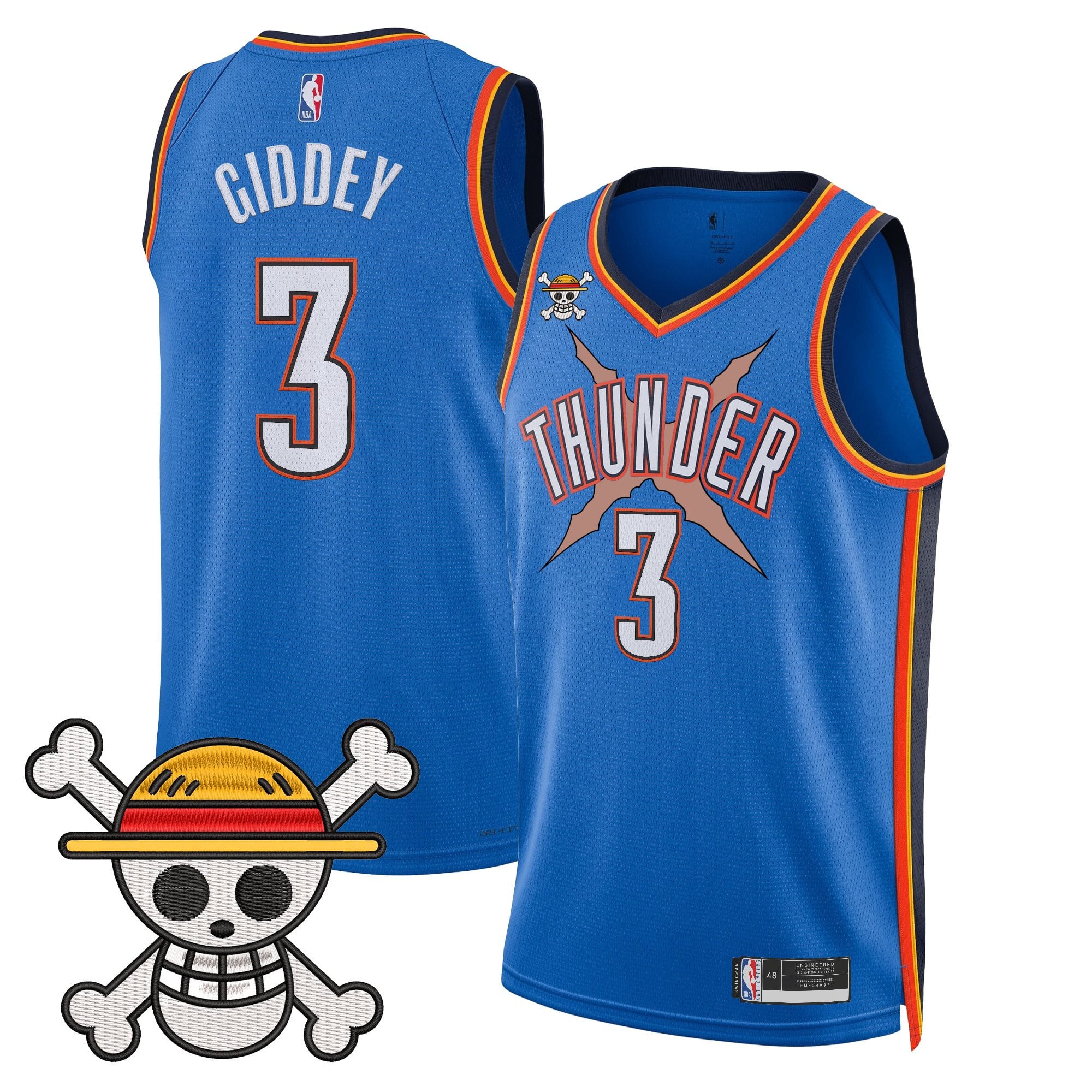 Men's Oklahoma City Thunder x One Piece Swingman Jersey- Stitched