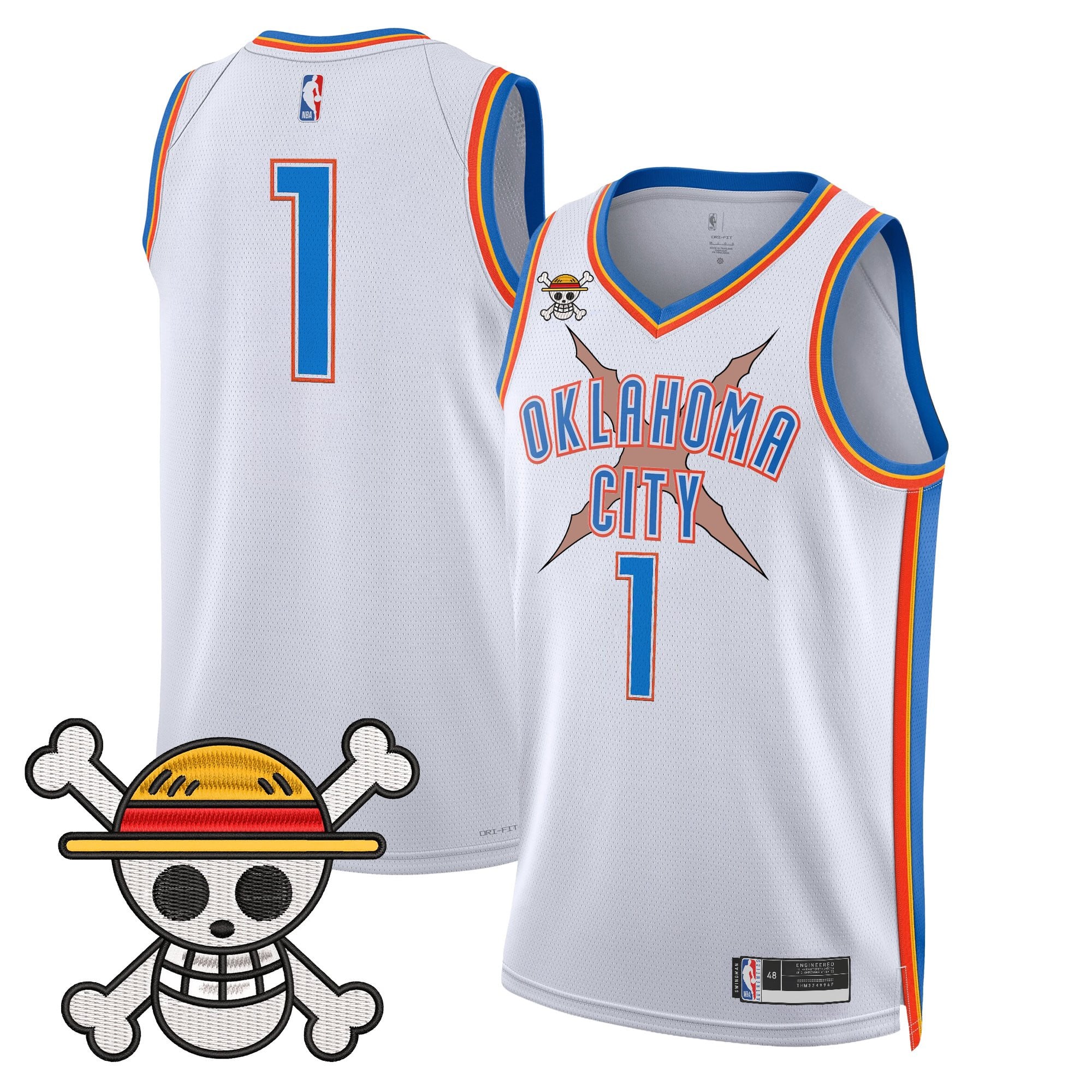 Men's Oklahoma City Thunder x One Piece Swingman Jersey- Stitched