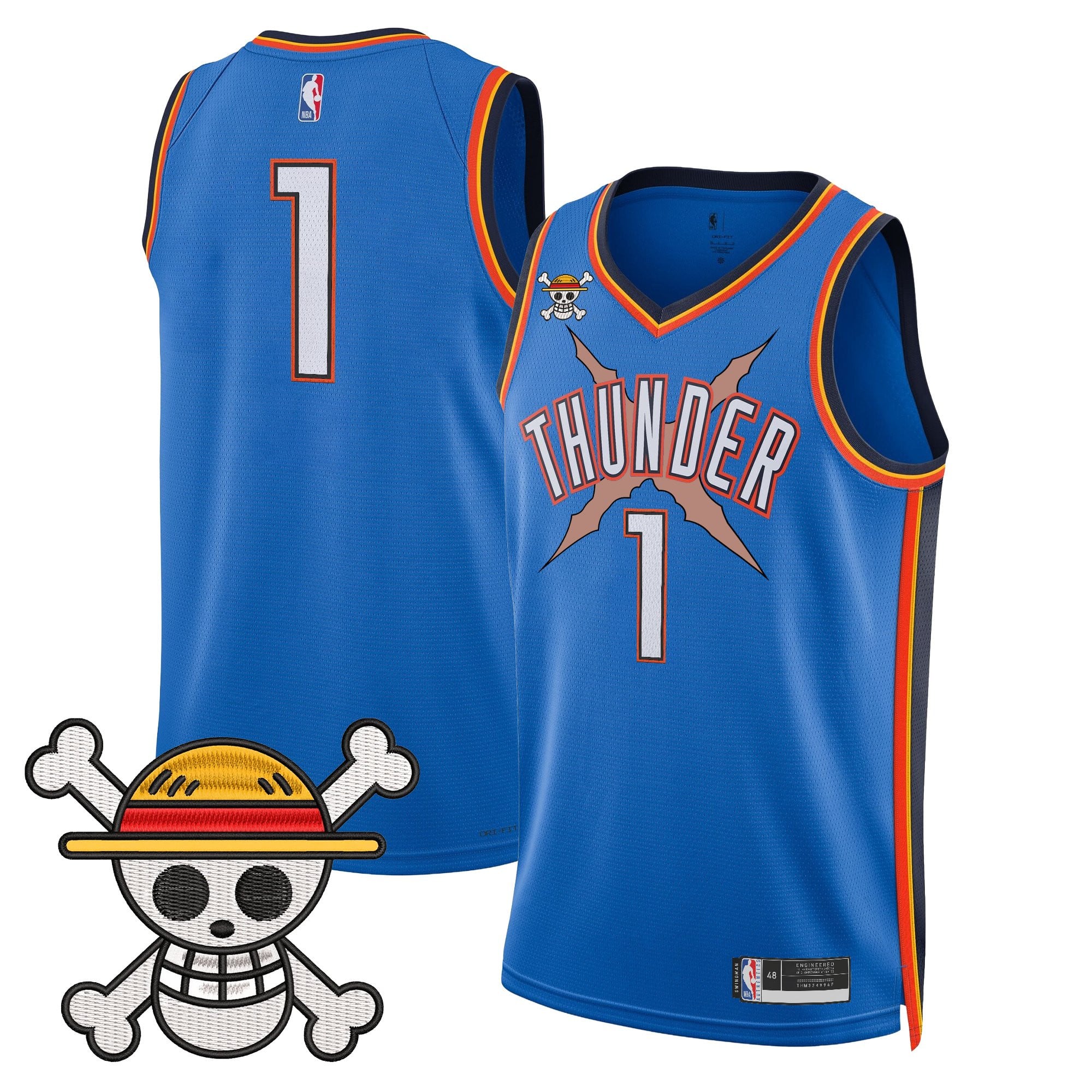 Men's Oklahoma City Thunder x One Piece Swingman Jersey- Stitched