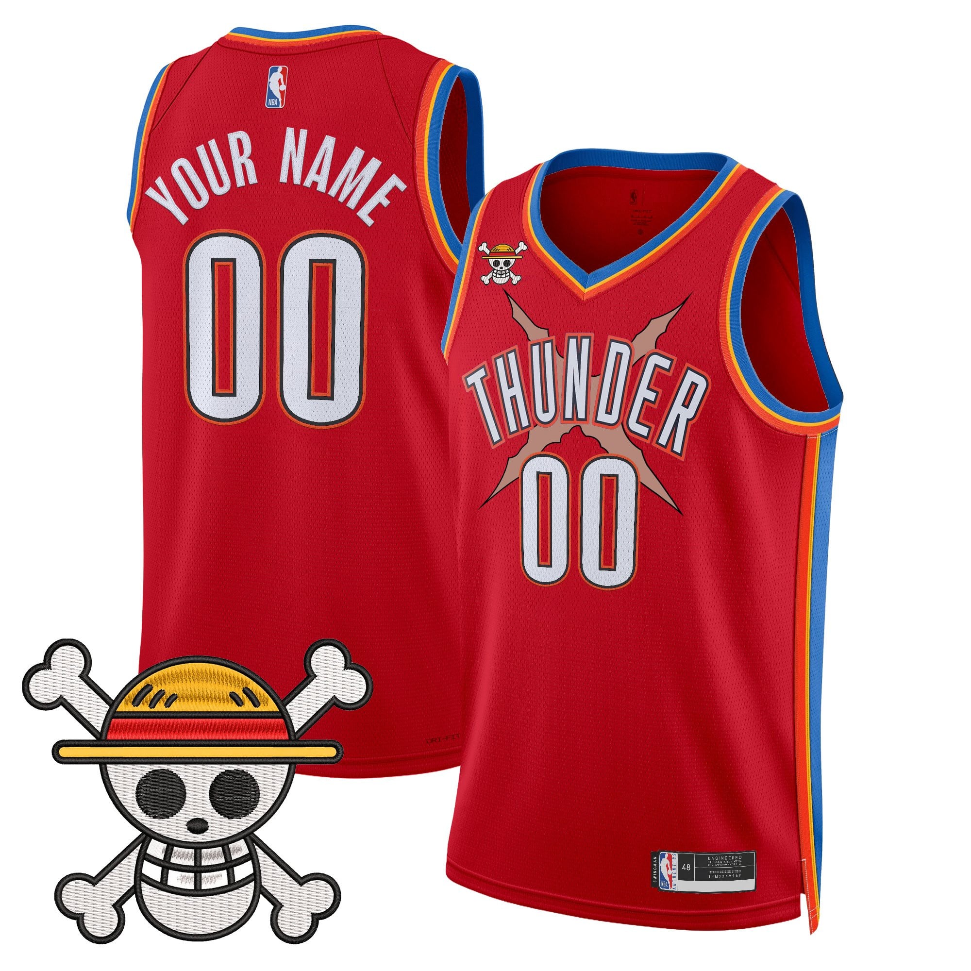 Oklahoma City Thunder x One Piece Swingman Custom Jersey- Stitched