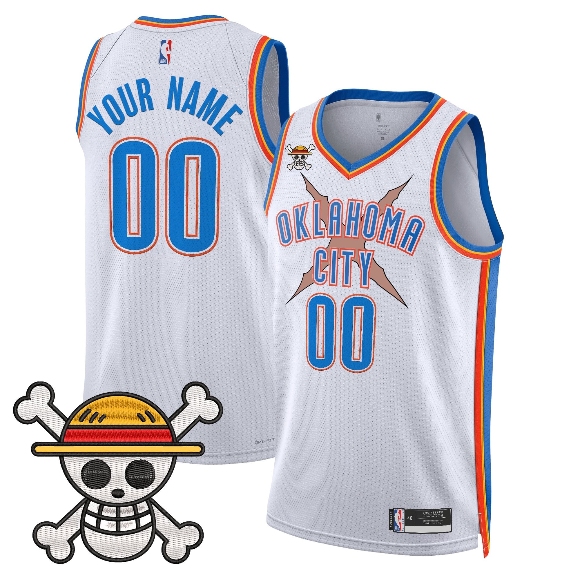 Oklahoma City Thunder x One Piece Swingman Custom Jersey- Stitched