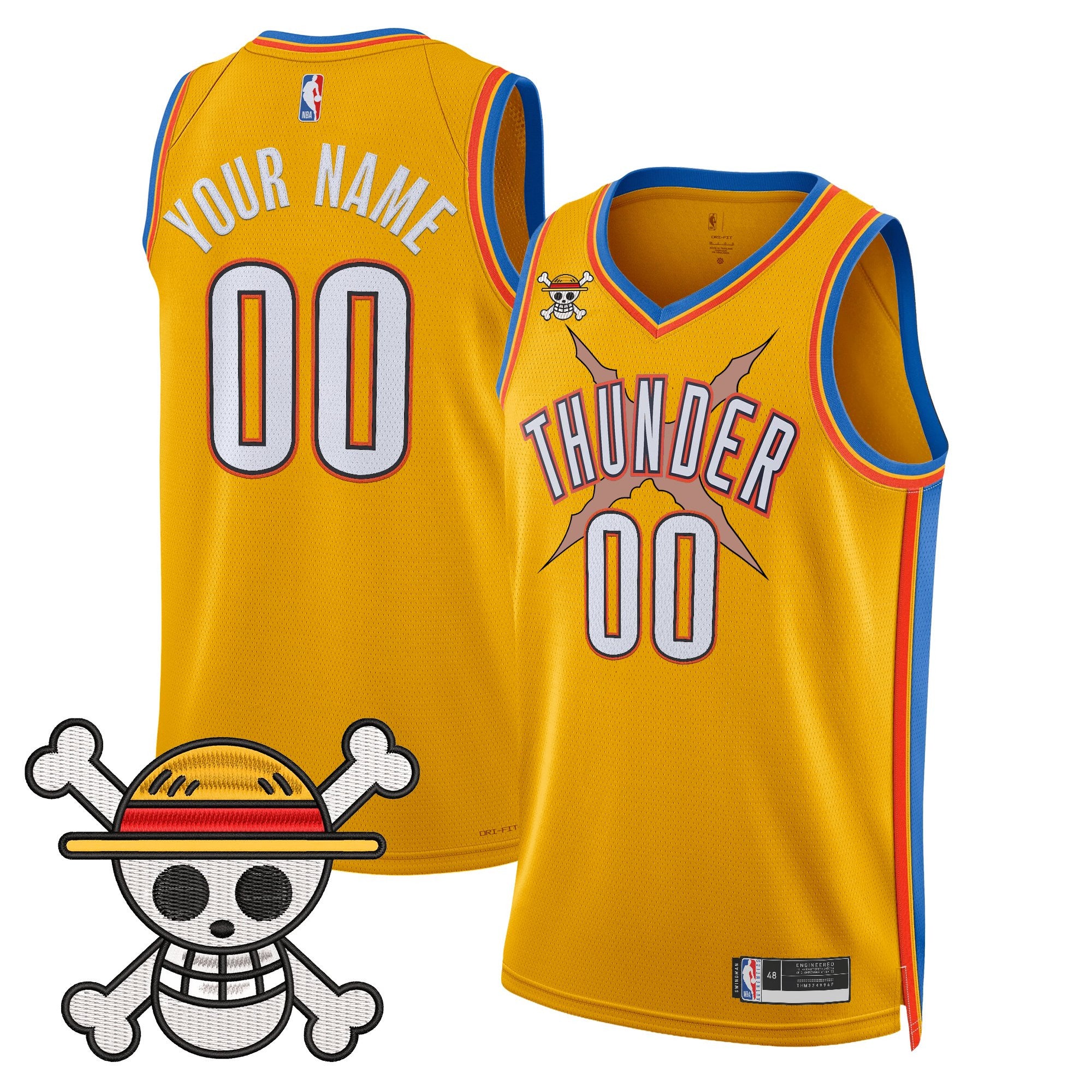 Oklahoma City Thunder x One Piece Swingman Custom Jersey- Stitched